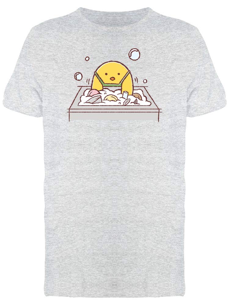 Smartprints Funny Chicken Washing Dishes Graphic T-Shirt for Men - Casual Humor Tee for Kitchen Lovers & Cooking Enthusiasts