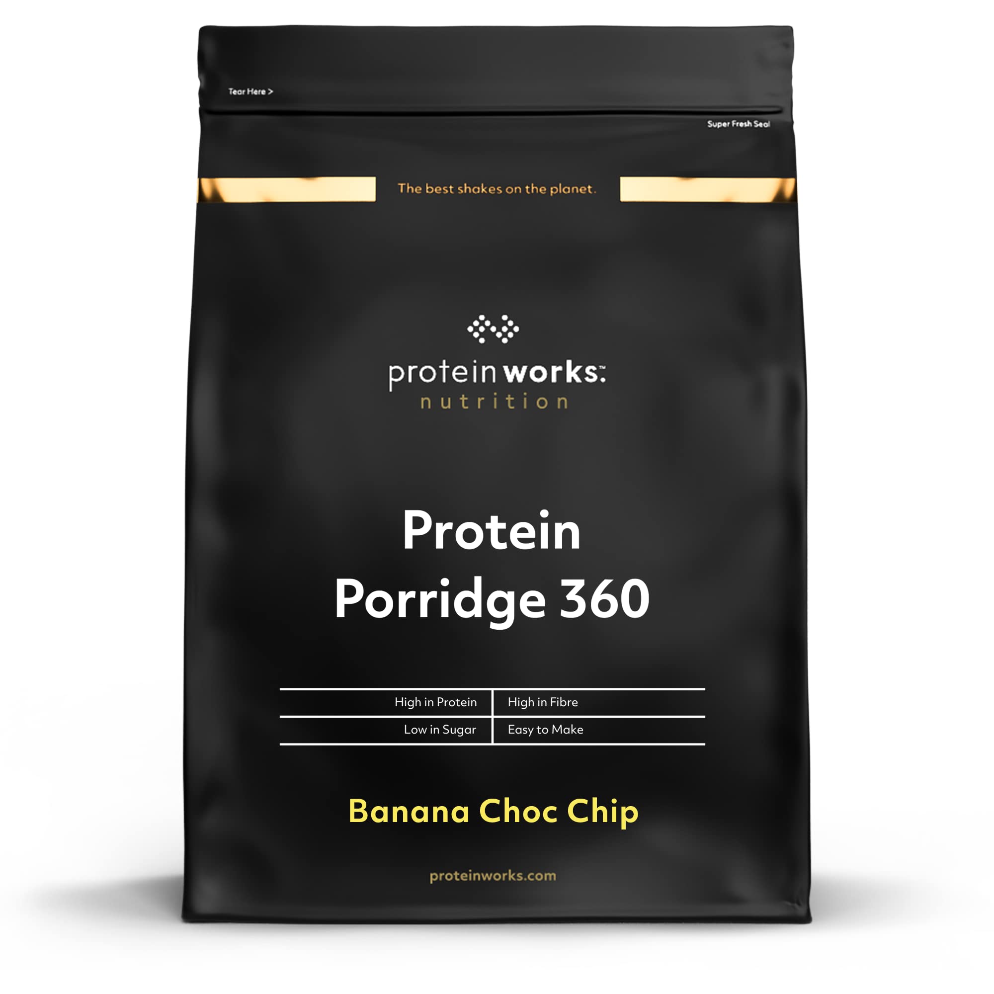 Protein Works - Protein Porridge 360 | High Protein Breakfast with Added Vitamins & Minerals | Low Calorie Oatmeal | Banana Chocolate Chip Flavor | 1kg (13 Servings) - Perfect for Post-Workout Recovery & Healthy Morning Meals