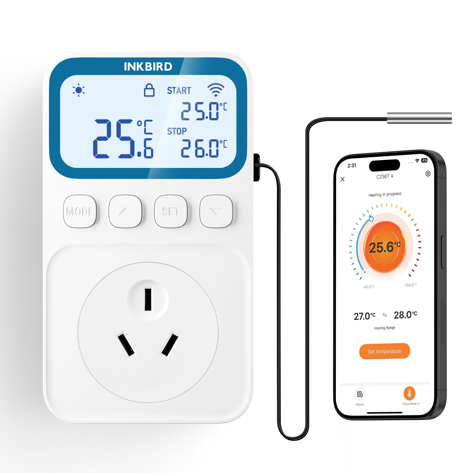 Precision Temperature Controller C236T for Home Brewing, Aquariums & HVAC Systems - Digital Thermostat with High Accuracy