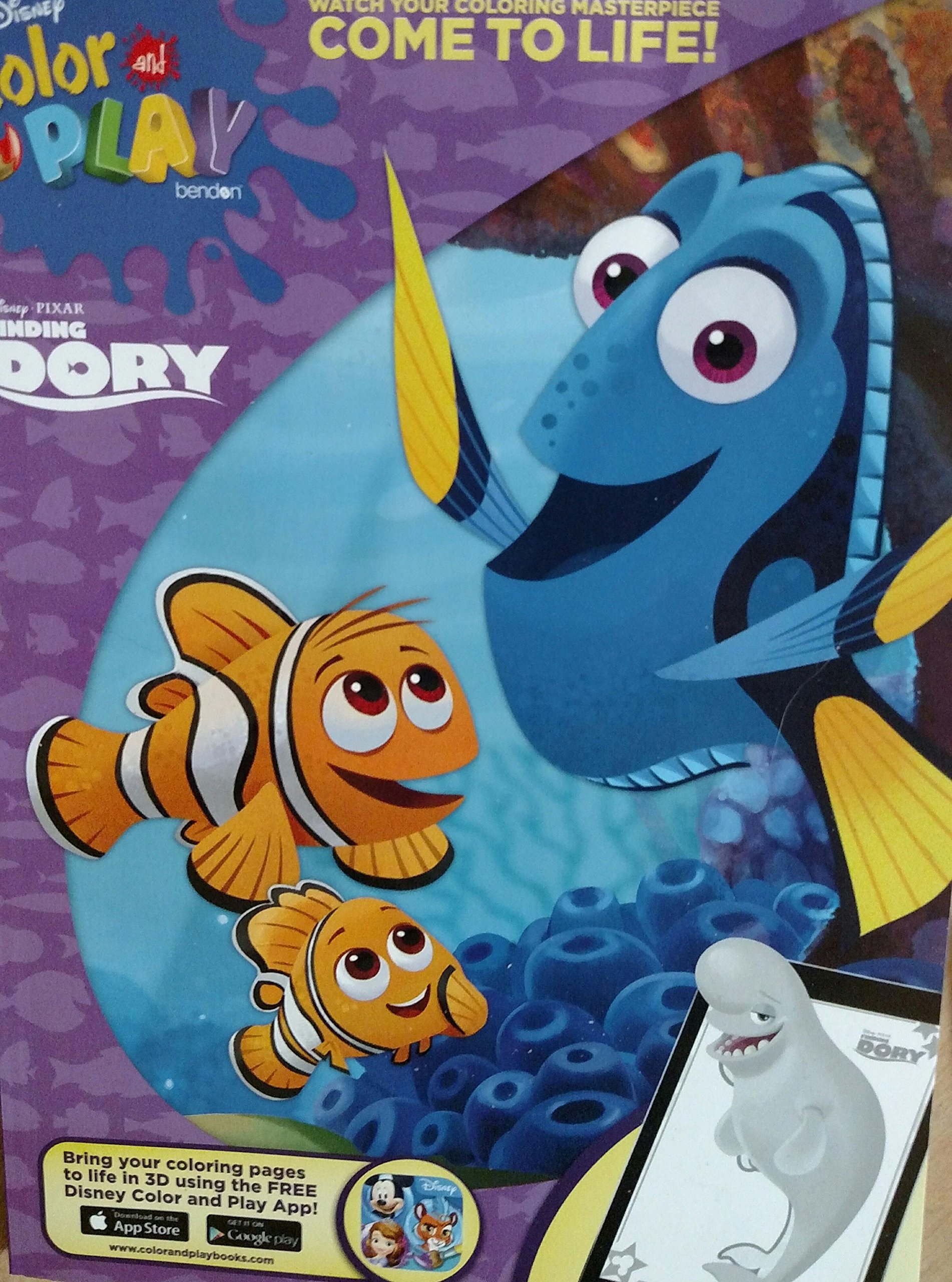 Disney Pixar Finding Dory Color & Play Interactive Coloring Book - Bring Dory to Life | Perfect for Kids' Birthday Gifts & Creative Playtime Activities