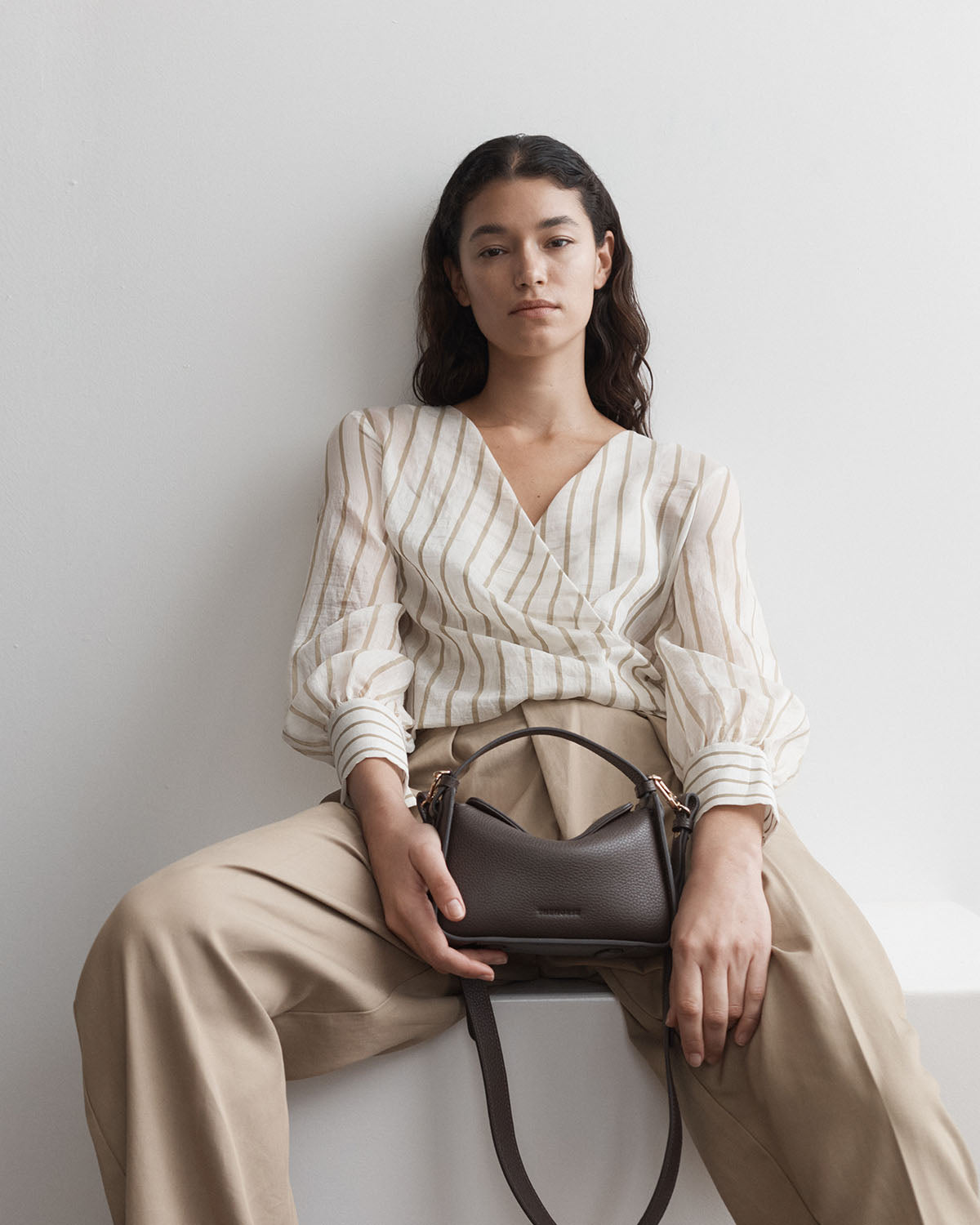Mini Clementine Crossbody Bag in Charcoal Pebbled Leather with Gold Hardware - Perfect for Everyday Use, Work, and Evening Outings