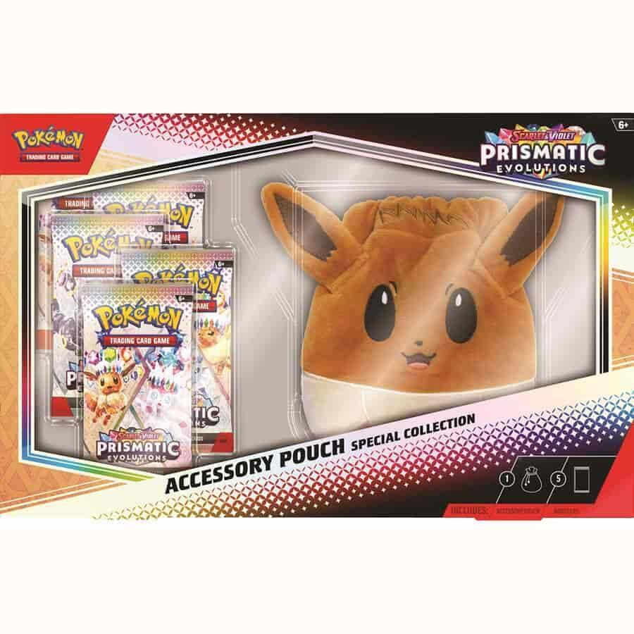 Pokemon Prismatic Evolutions Accessory Pouch - Collectible Card Game Storage Case for TCG Cards, Dice & Tokens - Perfect for Game Nights, Travel & Pokemon Trading Card Battles