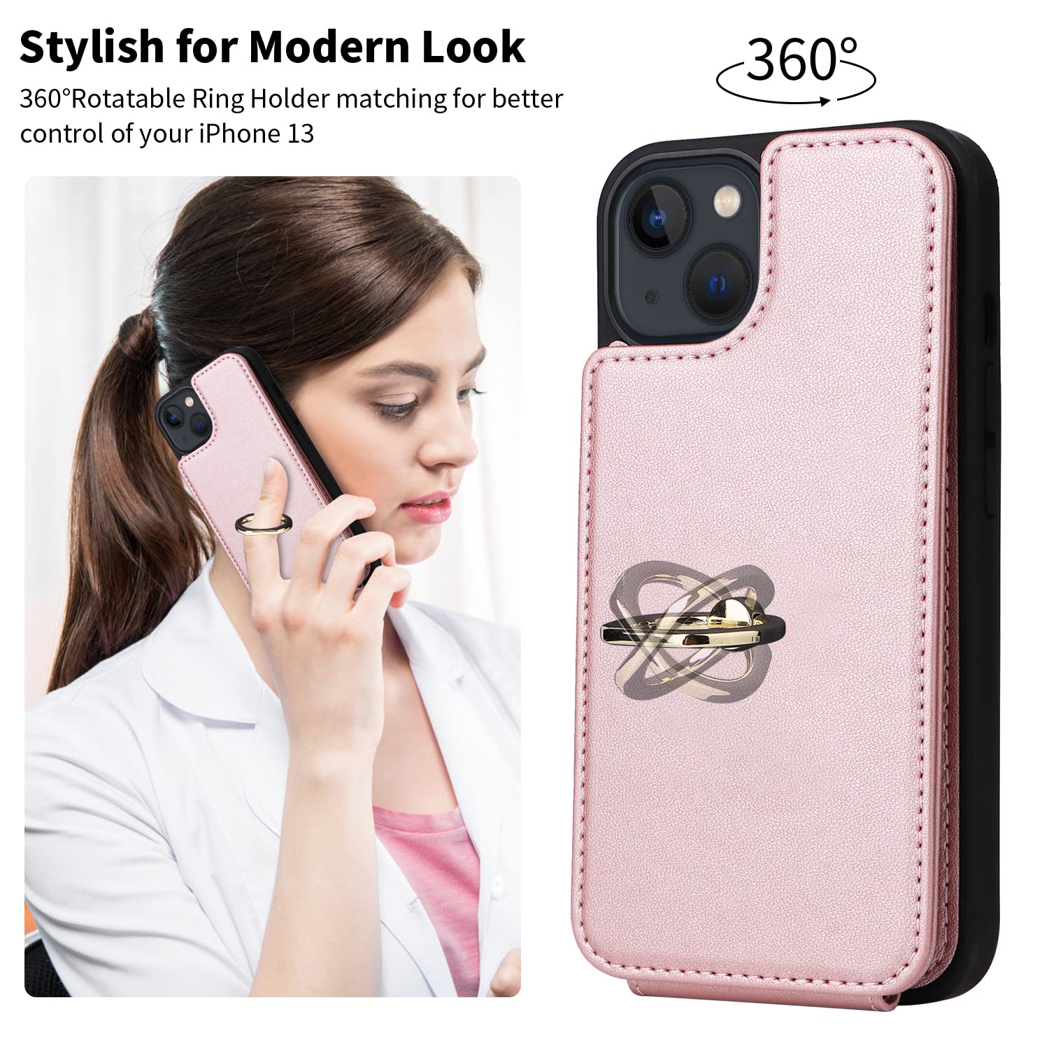 LBYZCASE 360° Rotating Wallet Case for iPhone 13 Pro Max (6.7