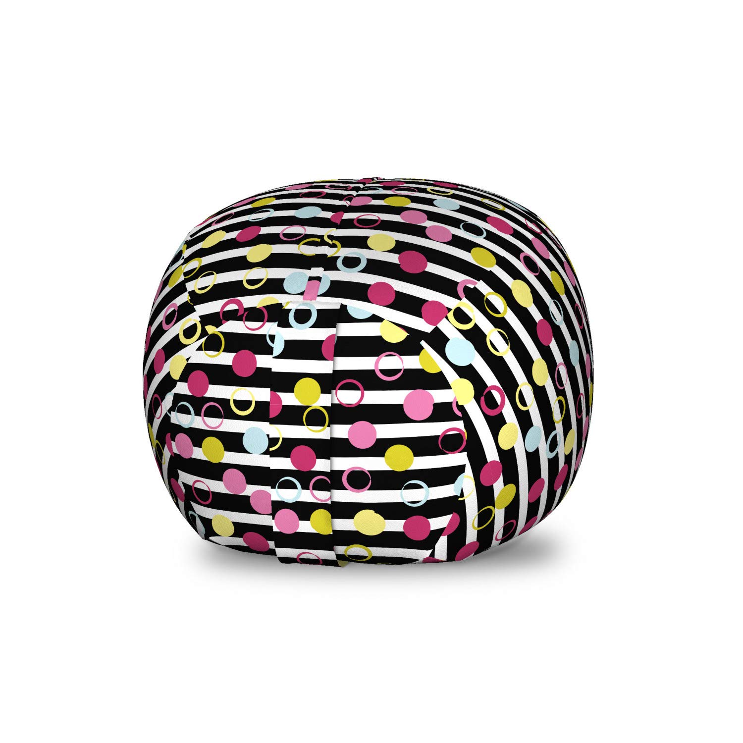 Ambesonne Colorful Storage Toy Bag Chair - Hand Drawn Grunge Circles & Dots Design, Washable Stuffed Animal Organizer, Small Multicolor - Perfect for Kids' Room, Playroom & Nursery Organization