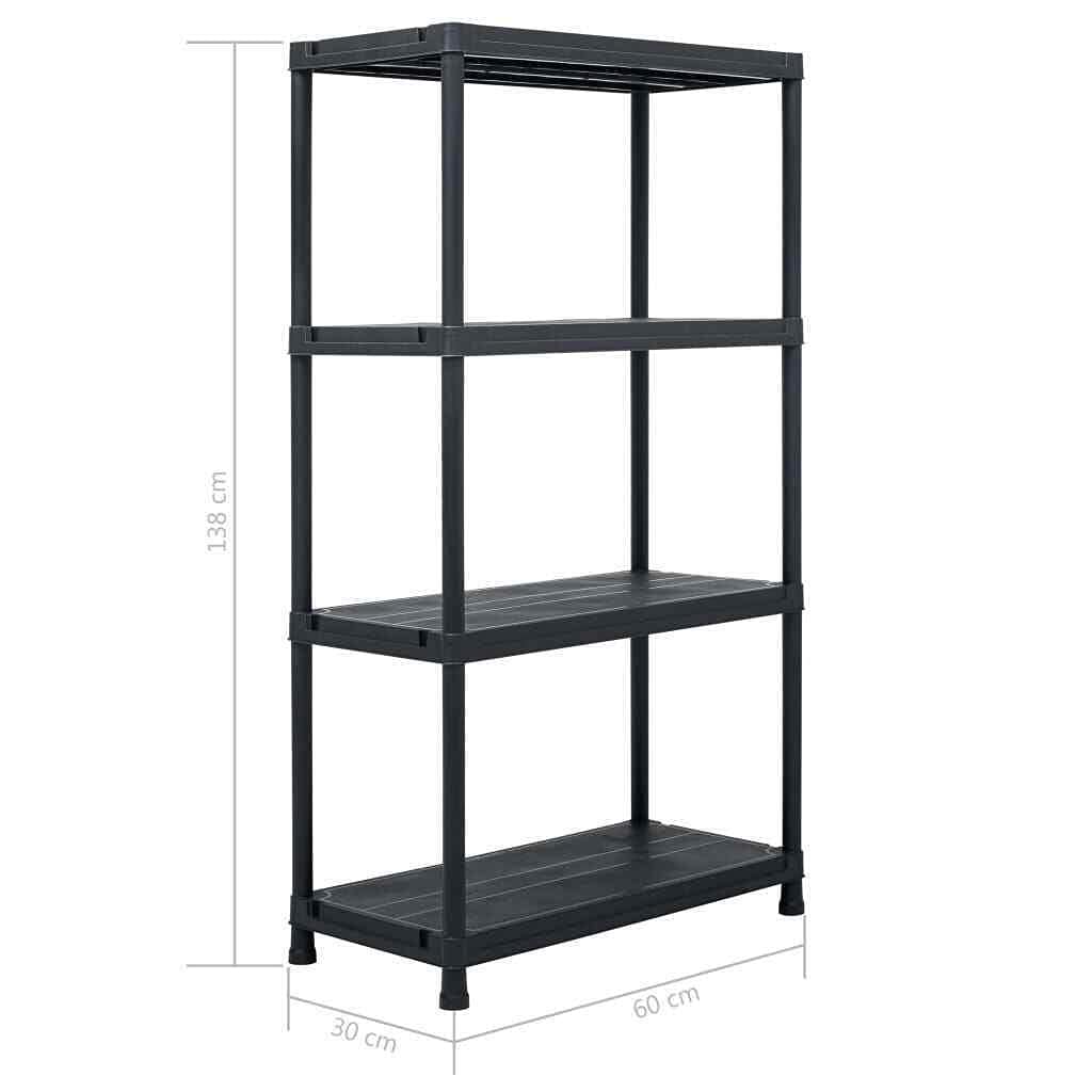 Heavy Duty Plastic Storage Shelf Rack - 220.5lb Capacity, 54.3