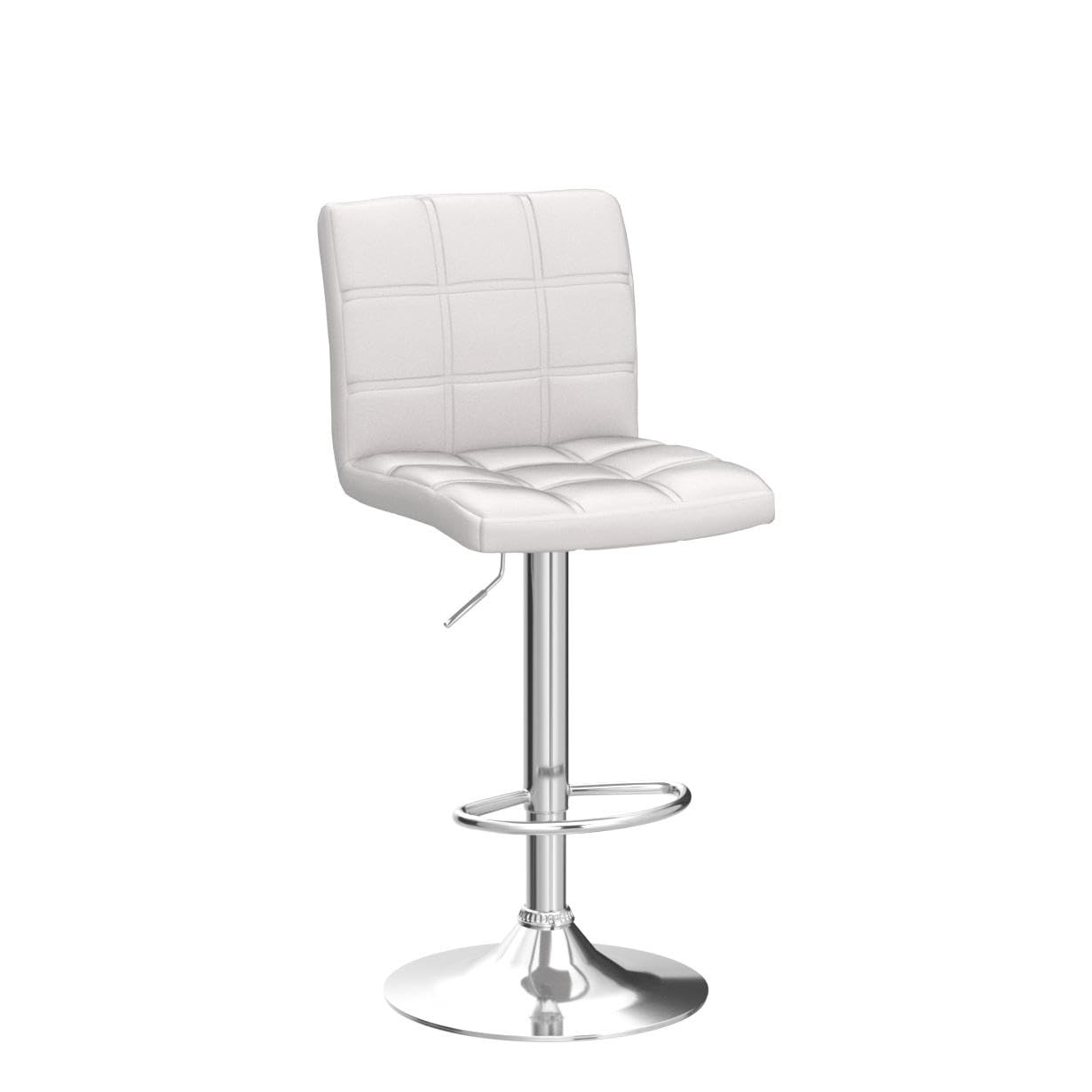 Modern Leopard Print PU Leather Adjustable Swivel Bar Stools with Back - Set of 3, Counter Height Kitchen Stools for Dining, Bar & Breakfast Nook - White Square Back Barstools for Home & Restaurant Use