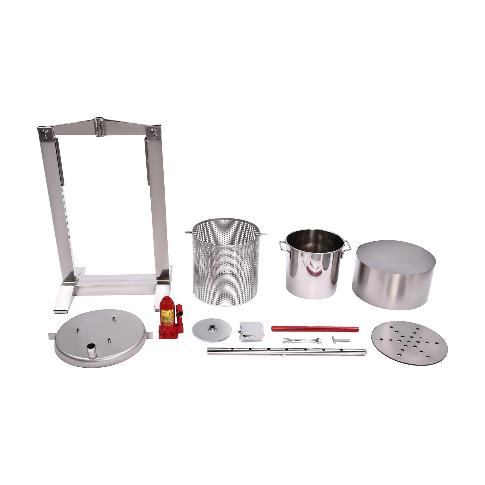 5.28 Gallon (20L) Heavy-Duty Stainless Steel Fruit & Wine Press with Hydraulic Jack - Manual Juice Crusher for Apple, Grape, Berry - Perfect for Home Winemaking, Cider Pressing & Fresh Juice Extraction