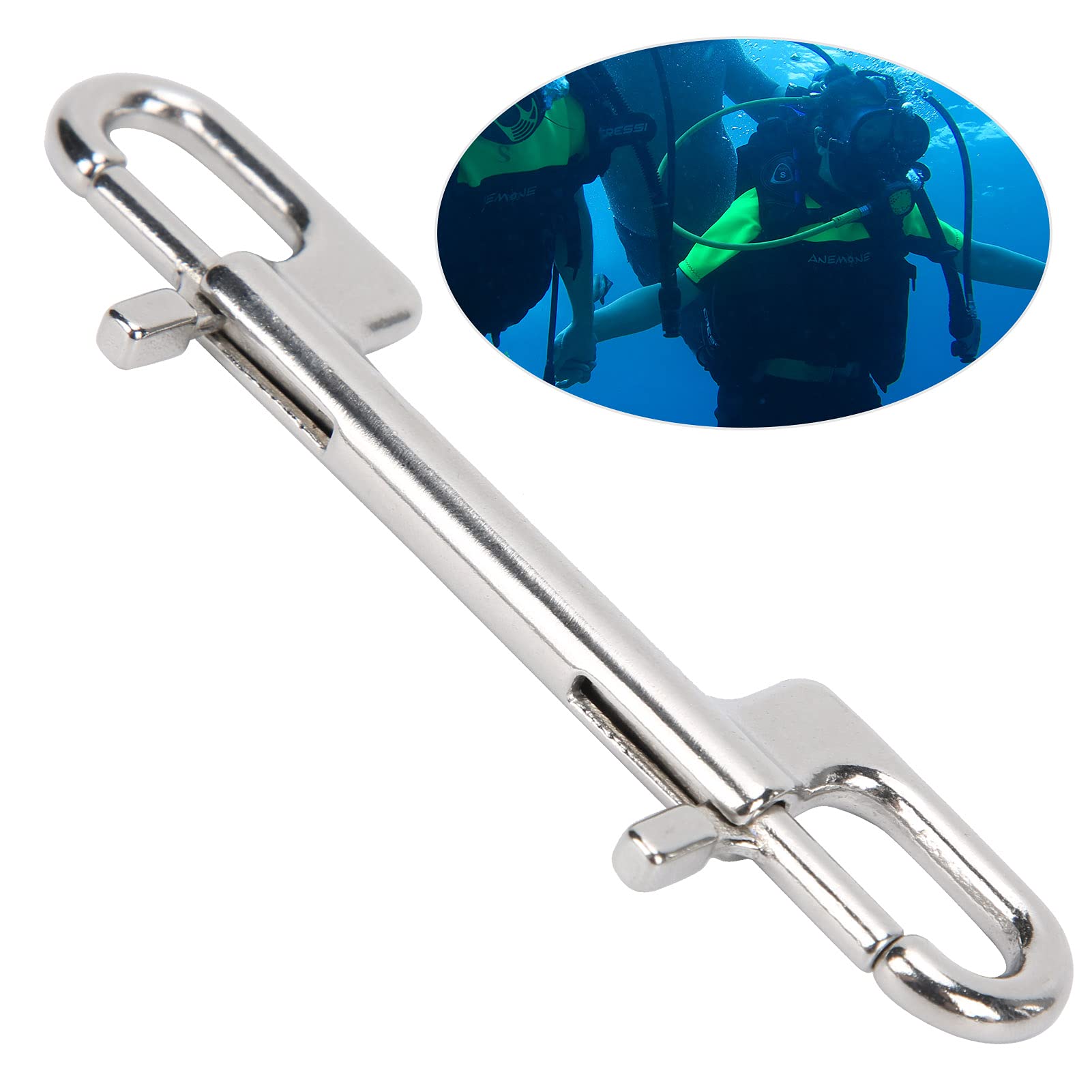Alomejor Stainless Steel Diving Snap Hook - Double Ended Clip for Scuba & Water Sports