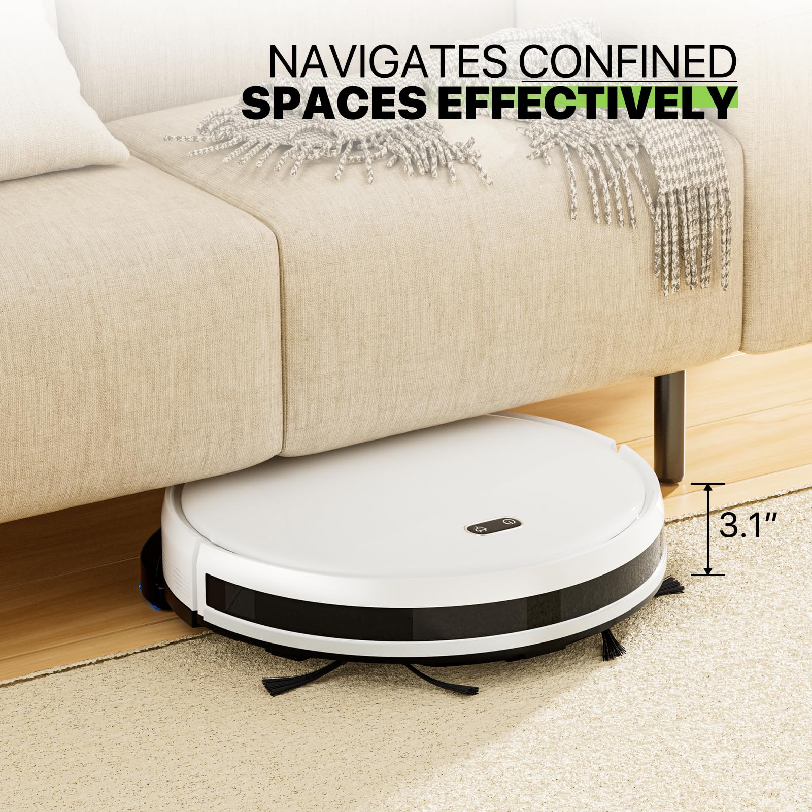 Magshion Robot Vacuum Mop Combo, 2800Pa Wi-Fi, Self-Charging - Perfect for Hard Floors & Carpets