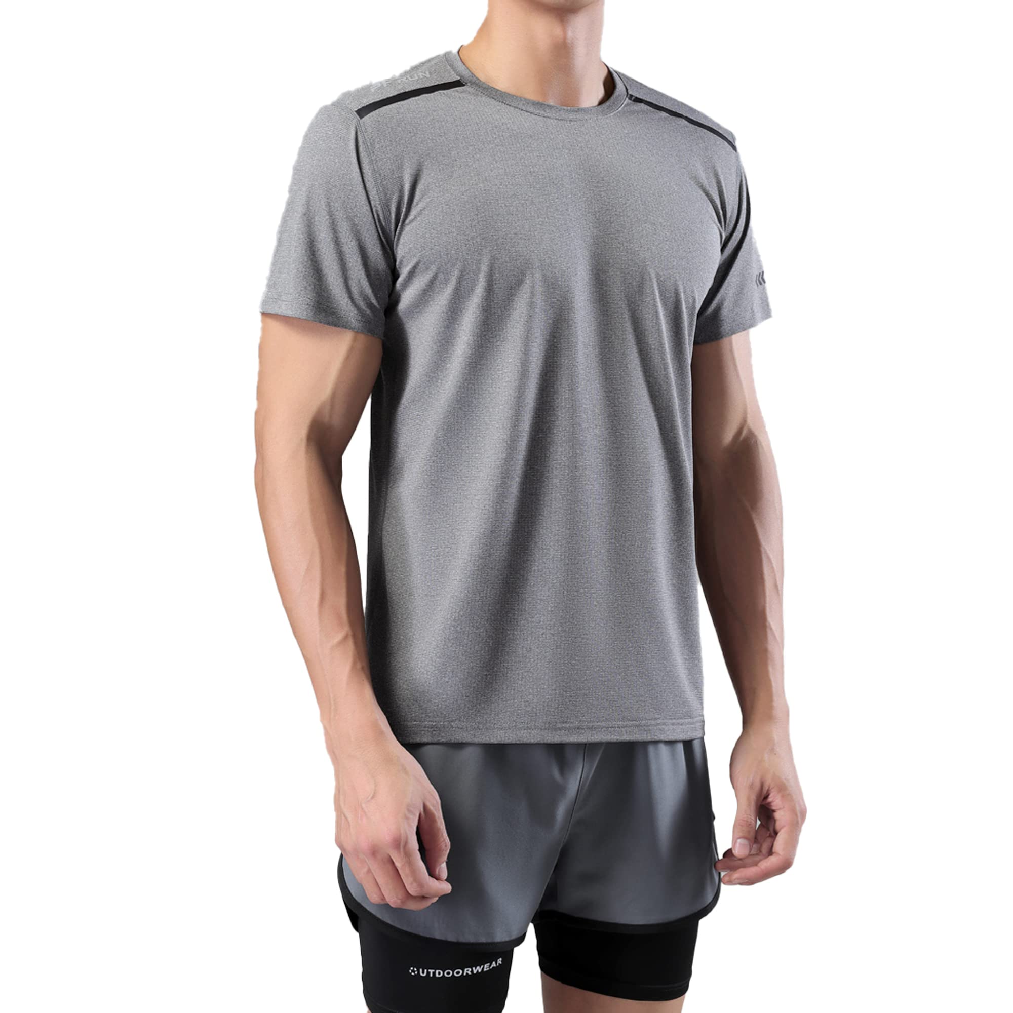 Men's Summer Slim Fit Moisture Wicking Active Athletic Short Sleeve Crew T-Shirt - Lightweight Quick Dry Workout & Running Shirt for Gym, Sports & Outdoor Activities