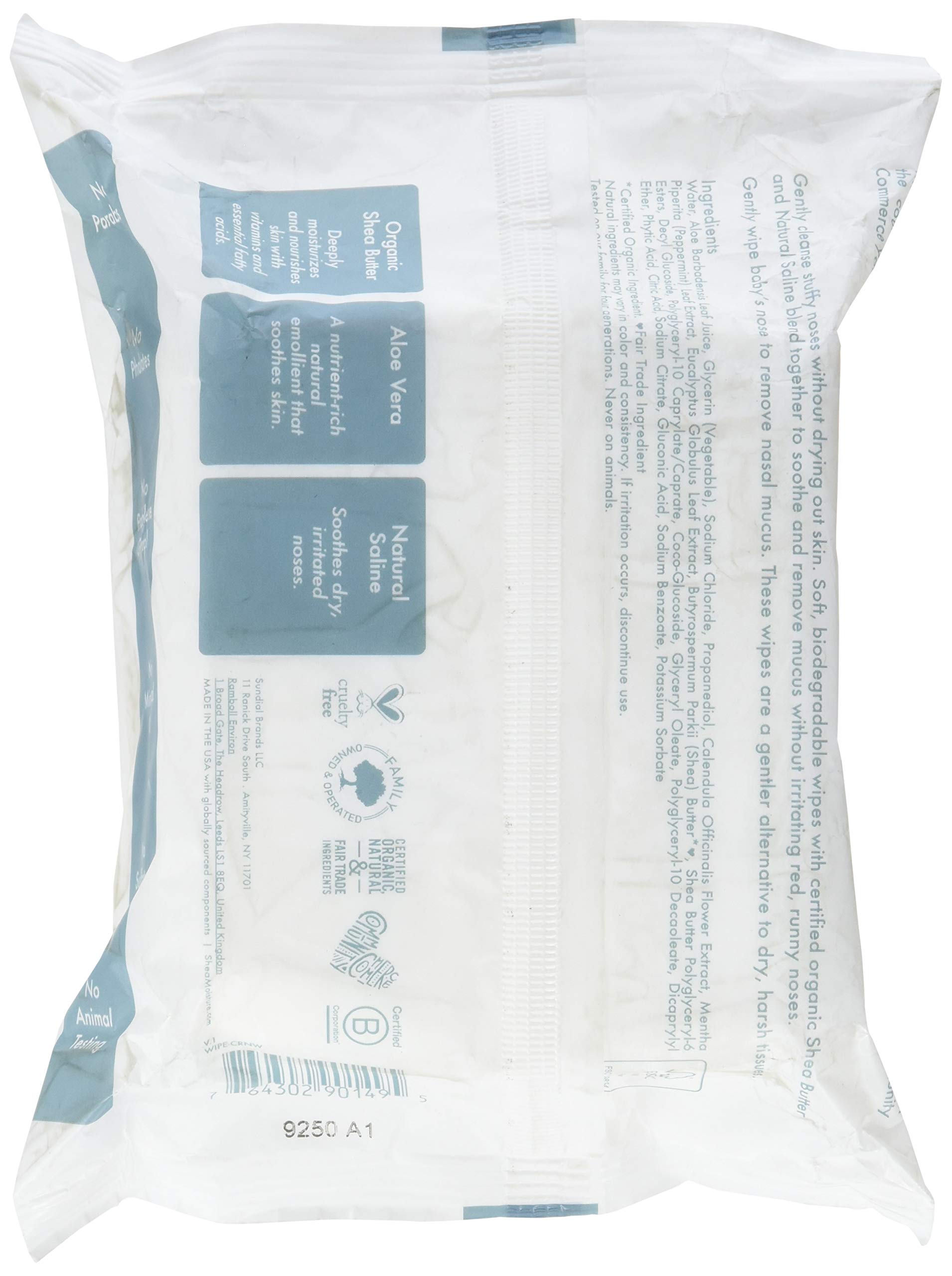 Shea Moisture Fragrance-Free Baby Shea Butter Nose Wipes - Hypoallergenic & Natural Saline Formula, 30 Count - Gentle for Newborns & Sensitive Skin, Perfect for Diaper Bags & On-the-Go Care