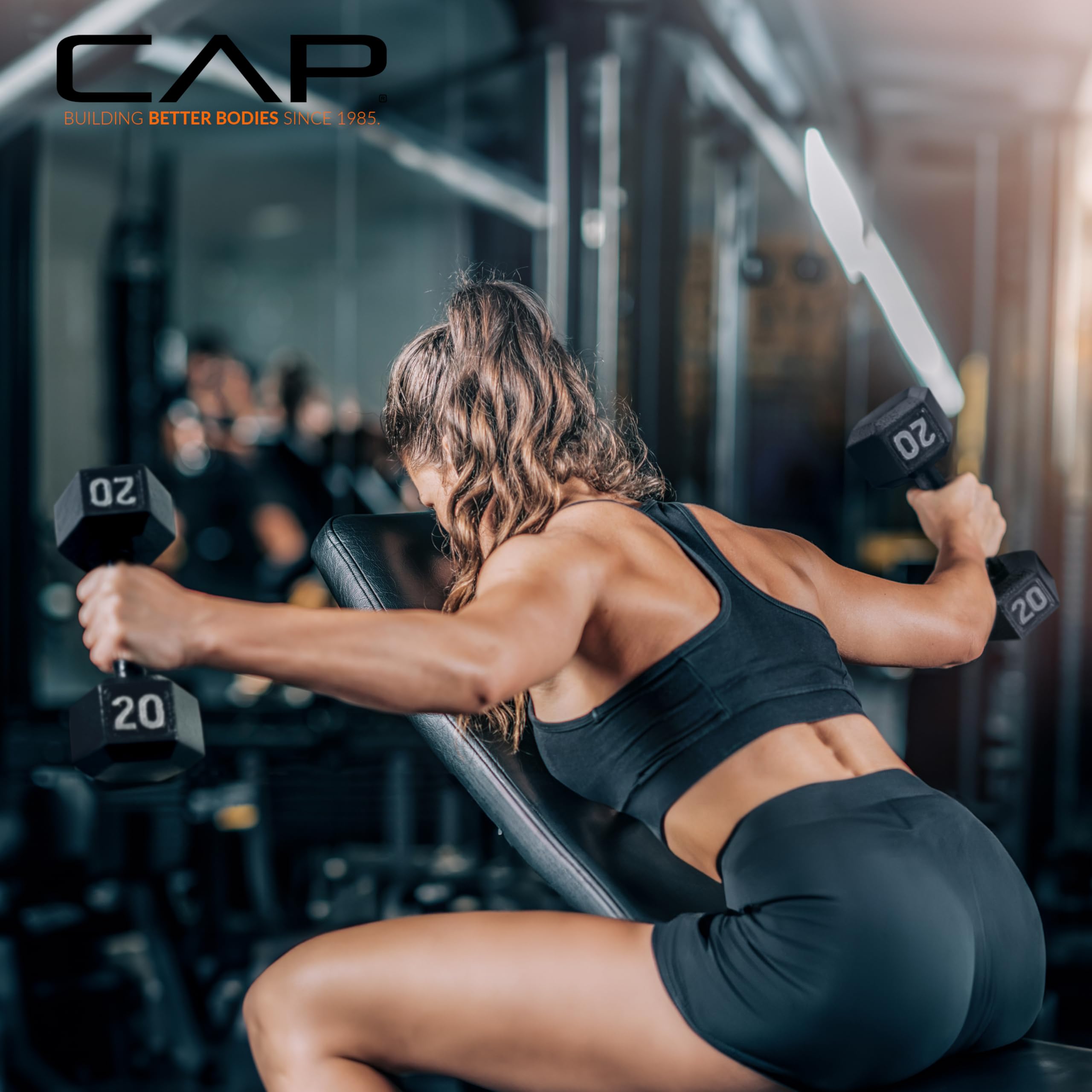 CAP Barbell Cast Iron Hex Dumbbell Set - 5-50 lbs Weight Options for Home Gym, Strength Training & Fitness Workouts | Durable Rubber Coating, Non-Slip Grip for Safe Lifting