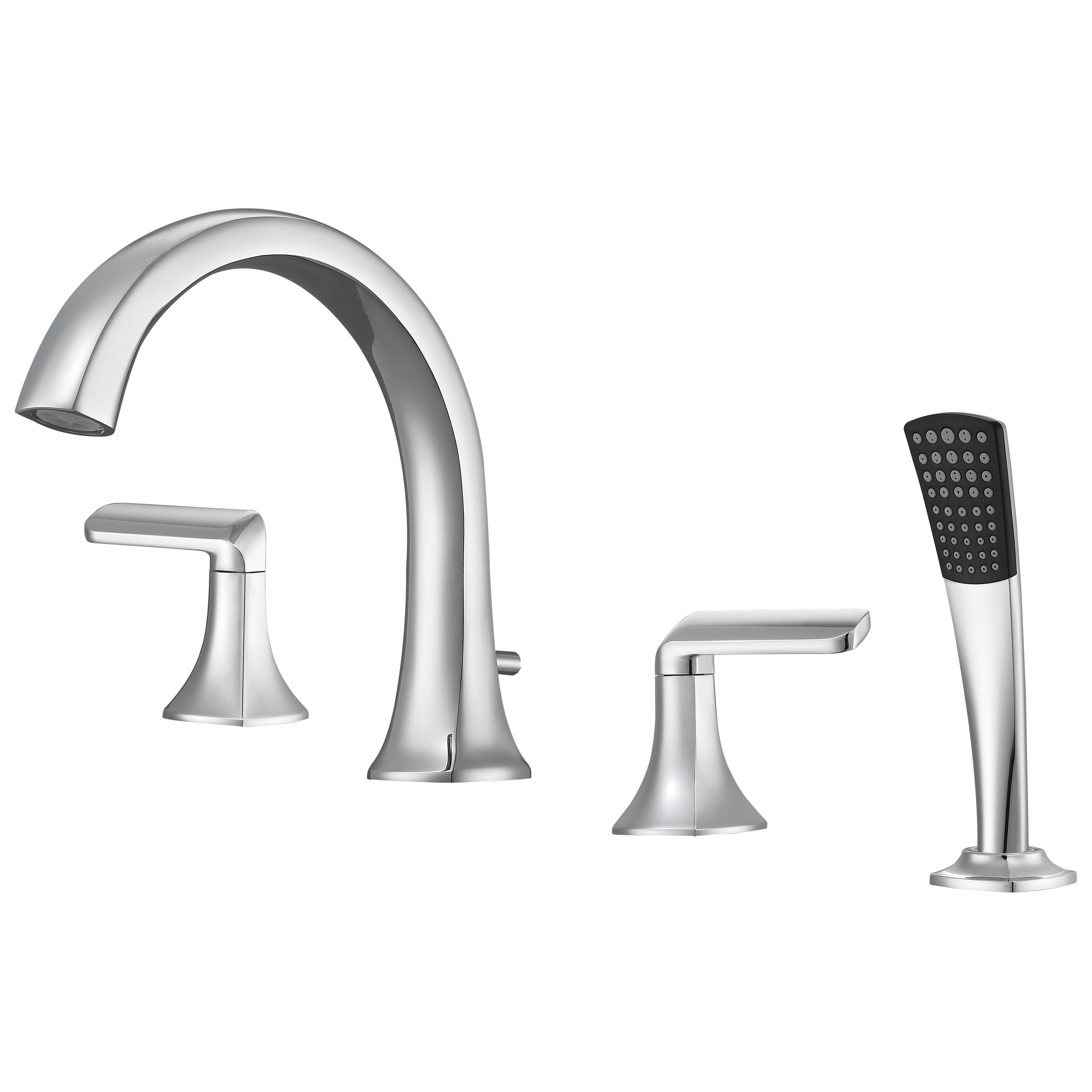 Arezzo Two Handle Roman Tub Faucet in Chrome Finish - Elegant Bathroom Faucet for Freestanding Tubs and Luxury Spa Retreats