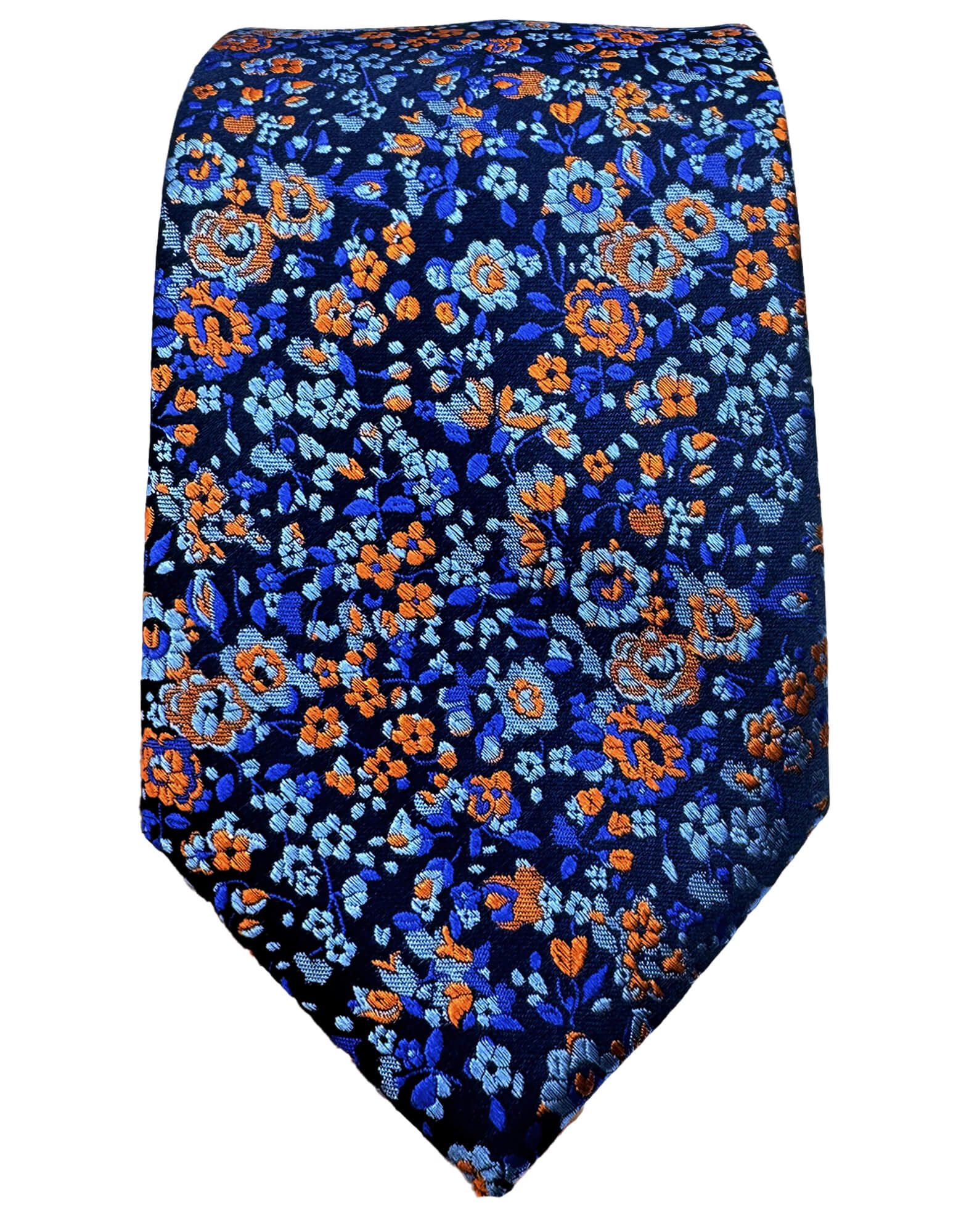 DÉCLIC Floral Silk Tie for Men - Elegant Blue Floral Pattern Necktie - Perfect for Weddings, Business Meetings & Formal Events