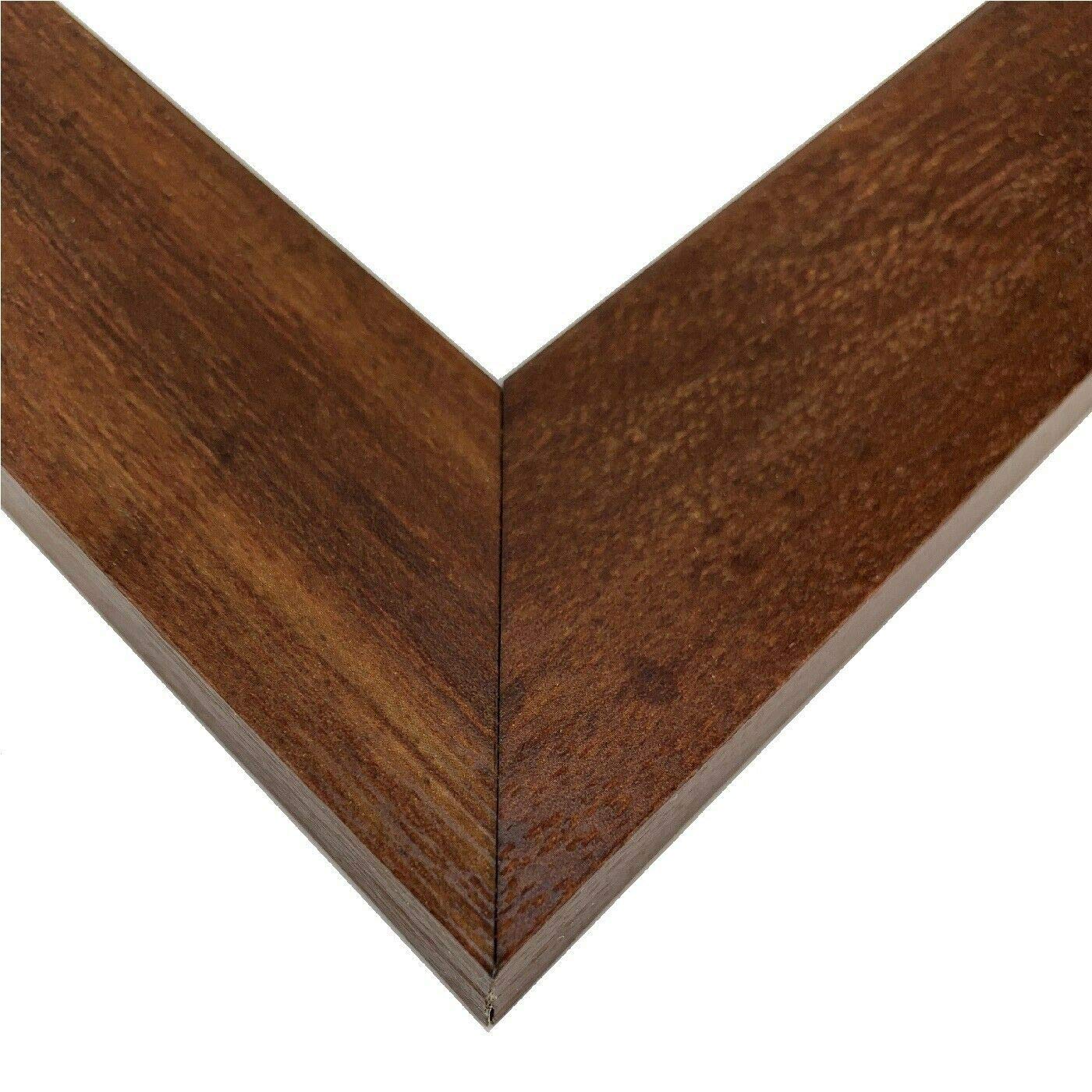 19x25 Inch Country Walnut Brown Wood Composite MDF Picture Frame - 1.25 Inch Flat Profile Wall Decor for Posters, Photos & Artwork (Set of 4) - Perfect for Living Room, Bedroom & Office Decor