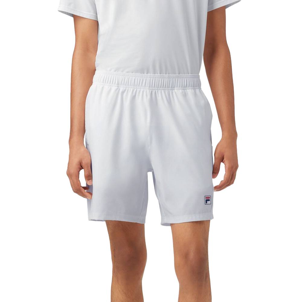 Fila Men's Piped Stretch Woven Athletic Shorts - Comfortable Workout & Casual Wear - White - Perfect for Gym, Running, Basketball & Everyday Use
