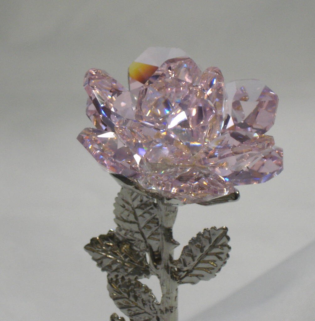 Pink Crystal Rose - Handmade Crystal Flower for Home Decor, Wedding Centerpieces, and Gift Giving