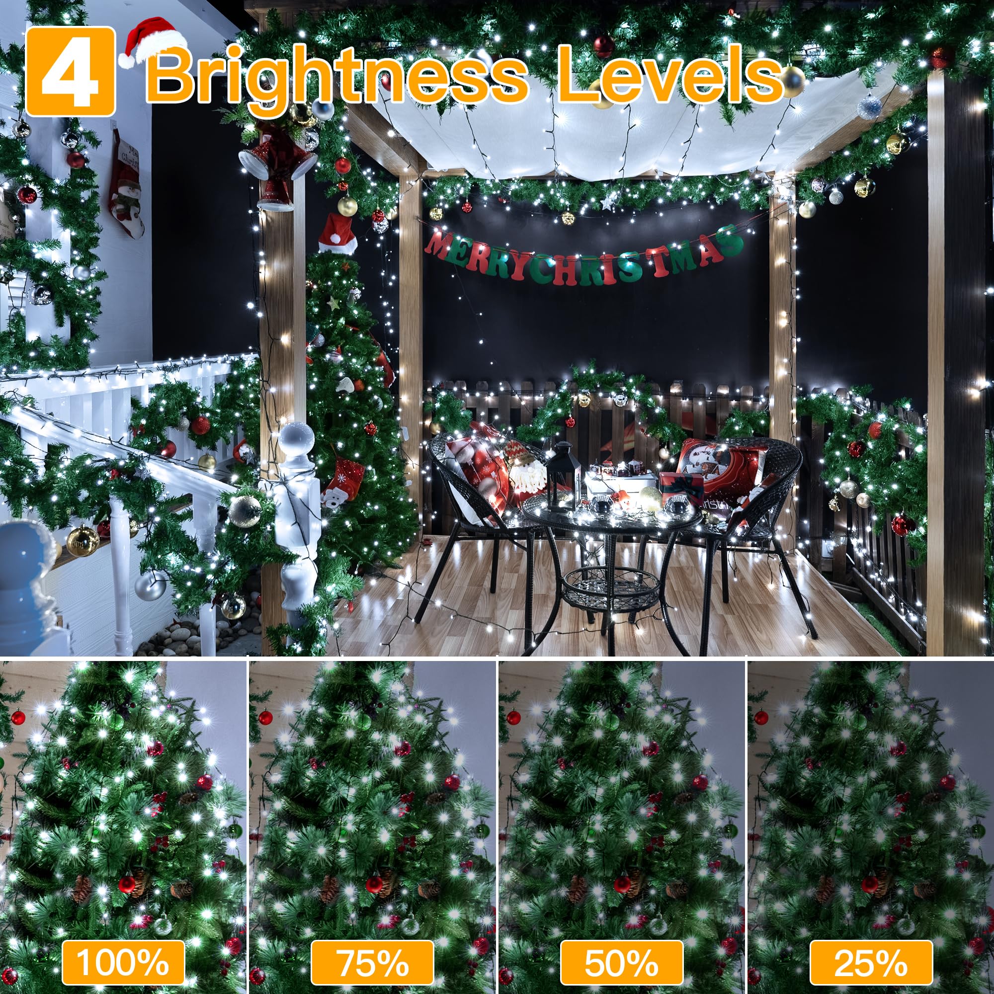400LED 132FT Christmas Tree Lights with Remote & Timer - 8 Modes Waterproof Outdoor String Lights for Indoor/Outside Decor - Cool White | Perfect for Xmas, Thanksgiving, Holiday Parties & Home Decorations