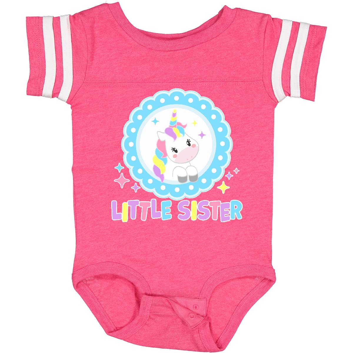 Inktastic Little Sister Cute Unicorn Baby Bodysuit - Soft Cotton Onesie for Newborn Girls | Perfect for Birthdays, Baby Showers & Family Photos