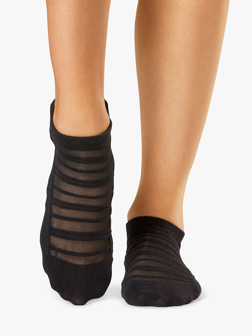 Tavi Noir Savvy Breeze Non-Slip Grip Socks for Women - Ebony Black - Perfect for Yoga, Pilates, Barre & Workout