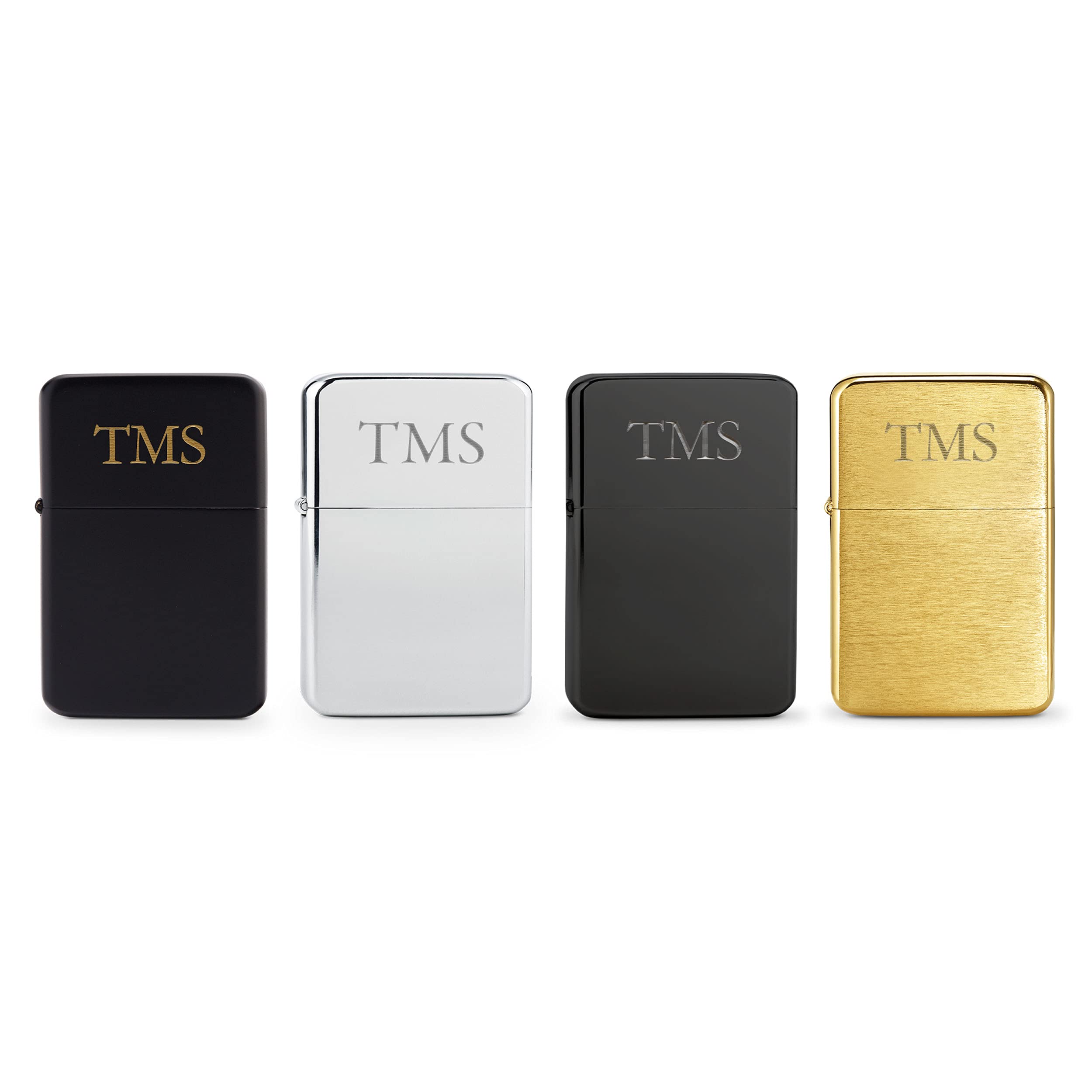 Personalized Engraved Gun Lighter - Windproof Metal Custom Lighter for Weddings & Gifts (Gunmetal Black)