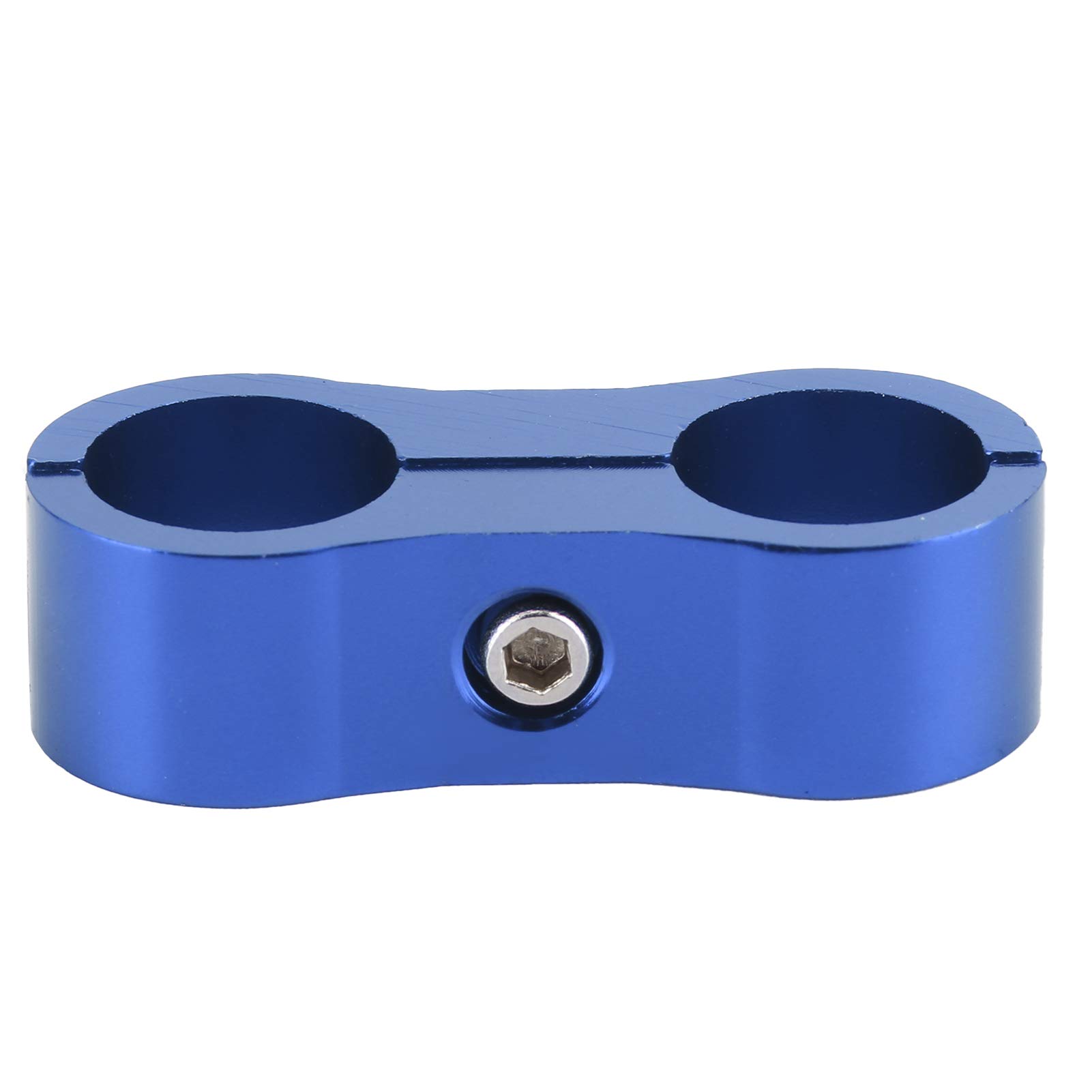 6AN Aluminum Alloy Hose Separator Clamp - Fuel, Oil, Brake & Gas Line Organizer Bracket (Blue) - Perfect for Automotive, Motorcycle & Plumbing Applications