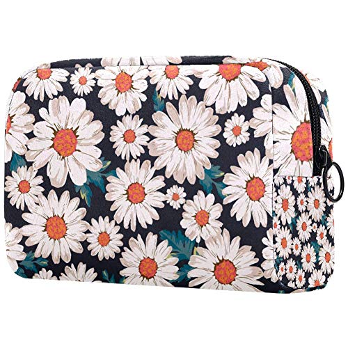 Waterproof Daisy Flower Makeup Bag for Women - Portable Travel Cosmetic Organizer with Zipper, Multifunctional Toiletry Case | Perfect for Travel, Gym & Daily Essentials Storage