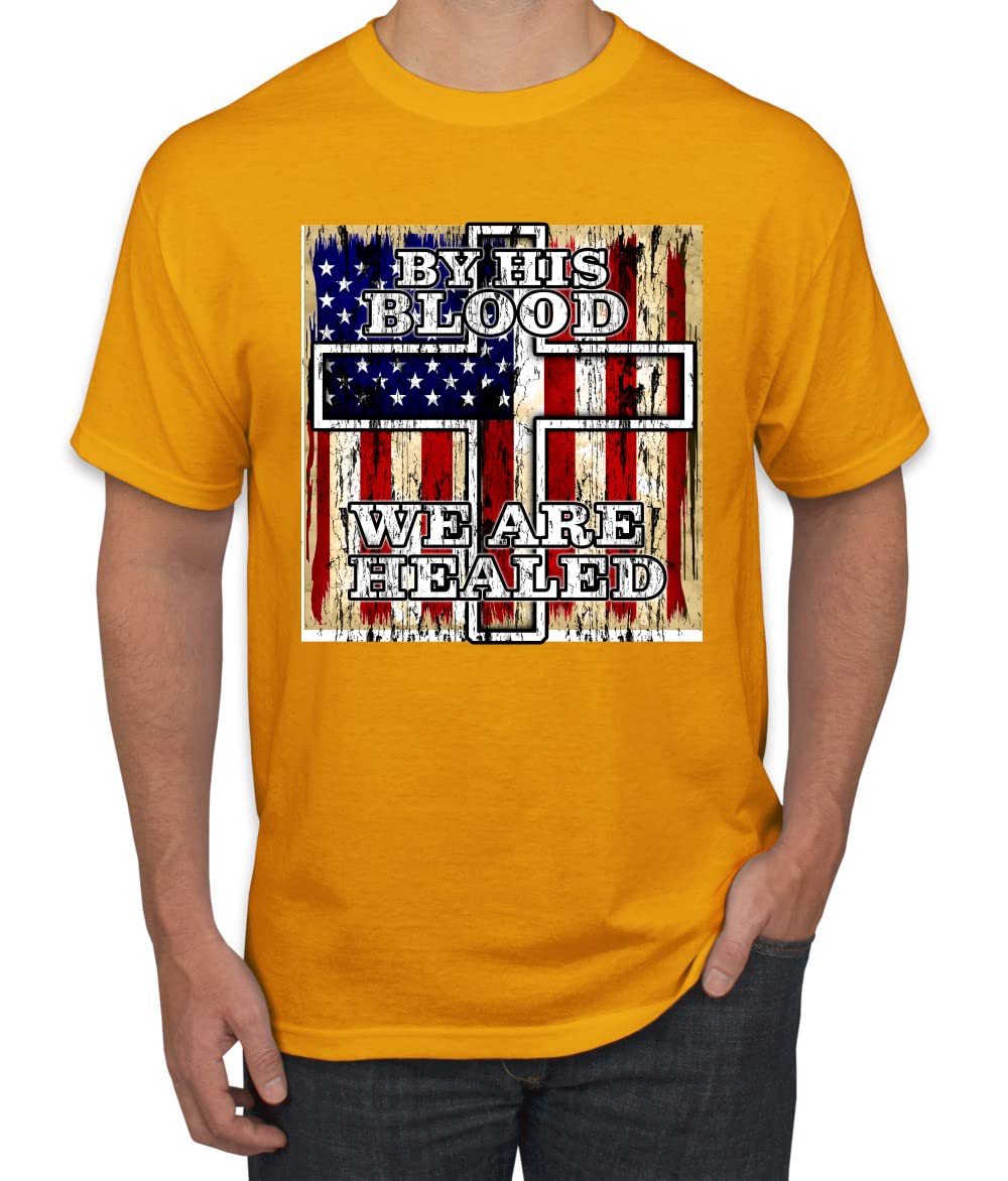 Christian Men's Graphic T-Shirt - By His Blood We Are Healed for Worship & Faith