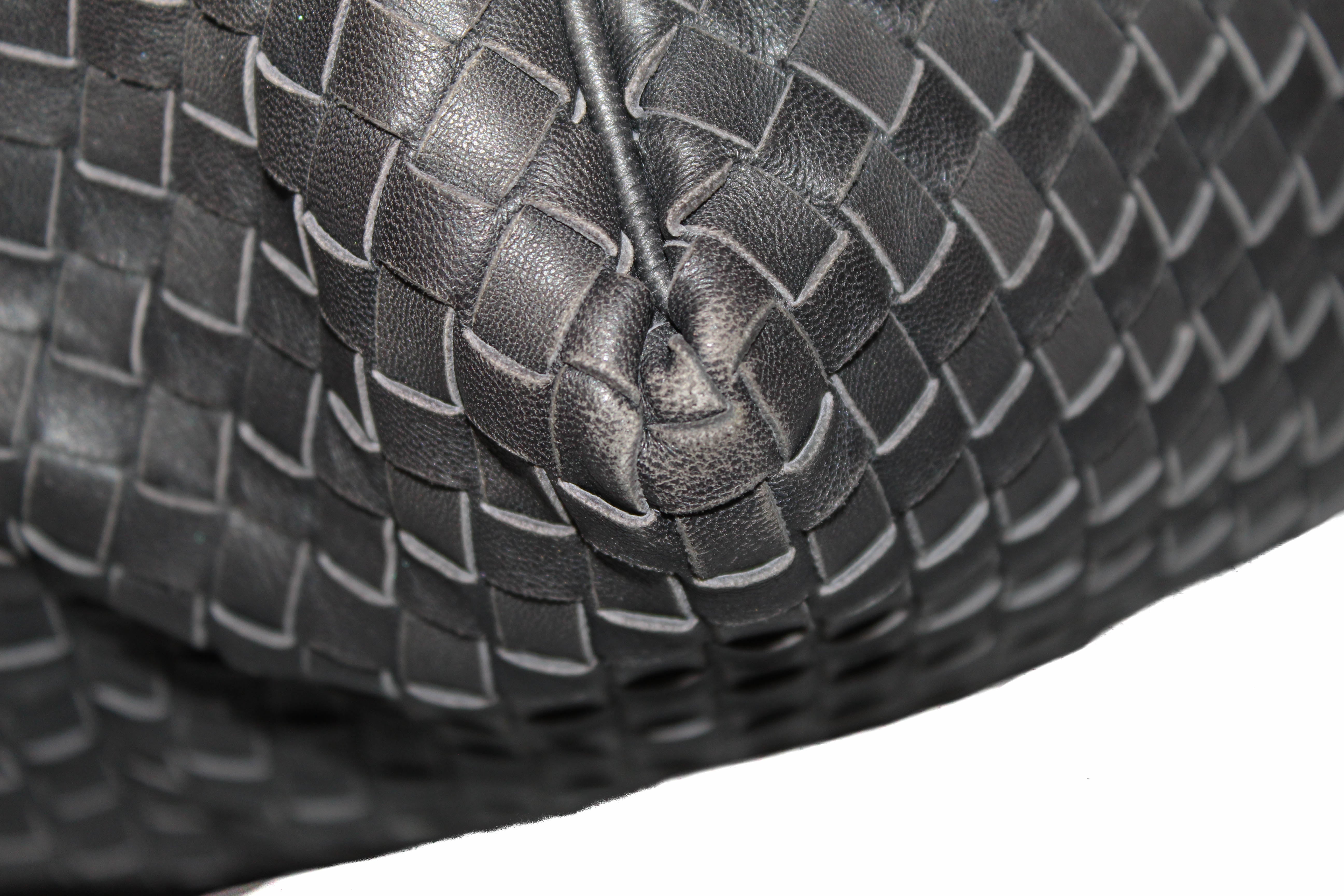 Authentic Bottega Veneta Grey Nappa Leather Intrecciato Woven Sloane Hobo Shoulder Bag for Women | Luxury Designer Handbag for Work, Travel & Everyday Use