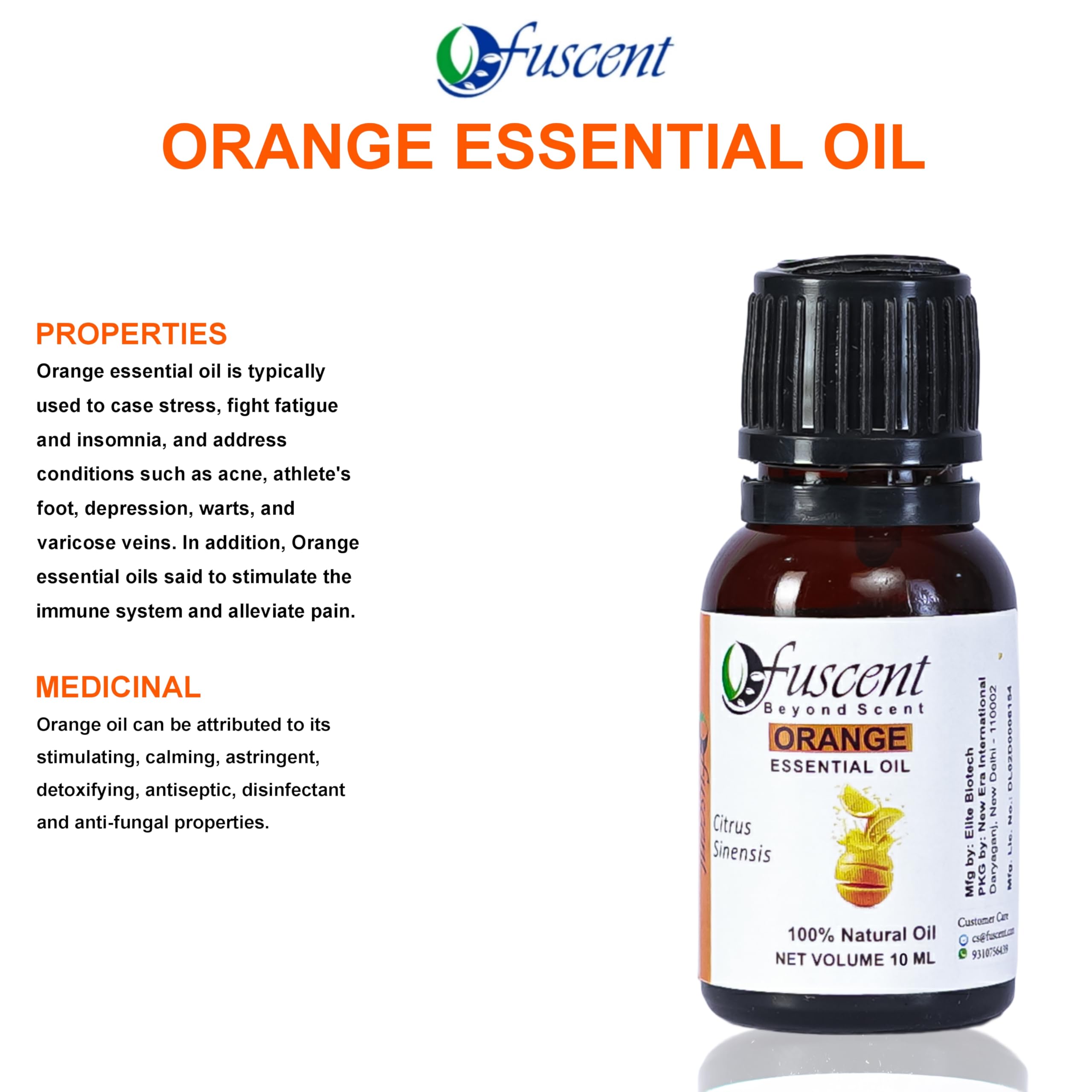 FUSCENT Organic Essential Oil Set - 100% Pure Tea Tree & Orange Oil (10ml Each) for Hair Care, Skin Care, Aromatherapy & Soap Making | Undiluted Natural Oils for Relaxation, Home Fragrance & DIY Beauty Products