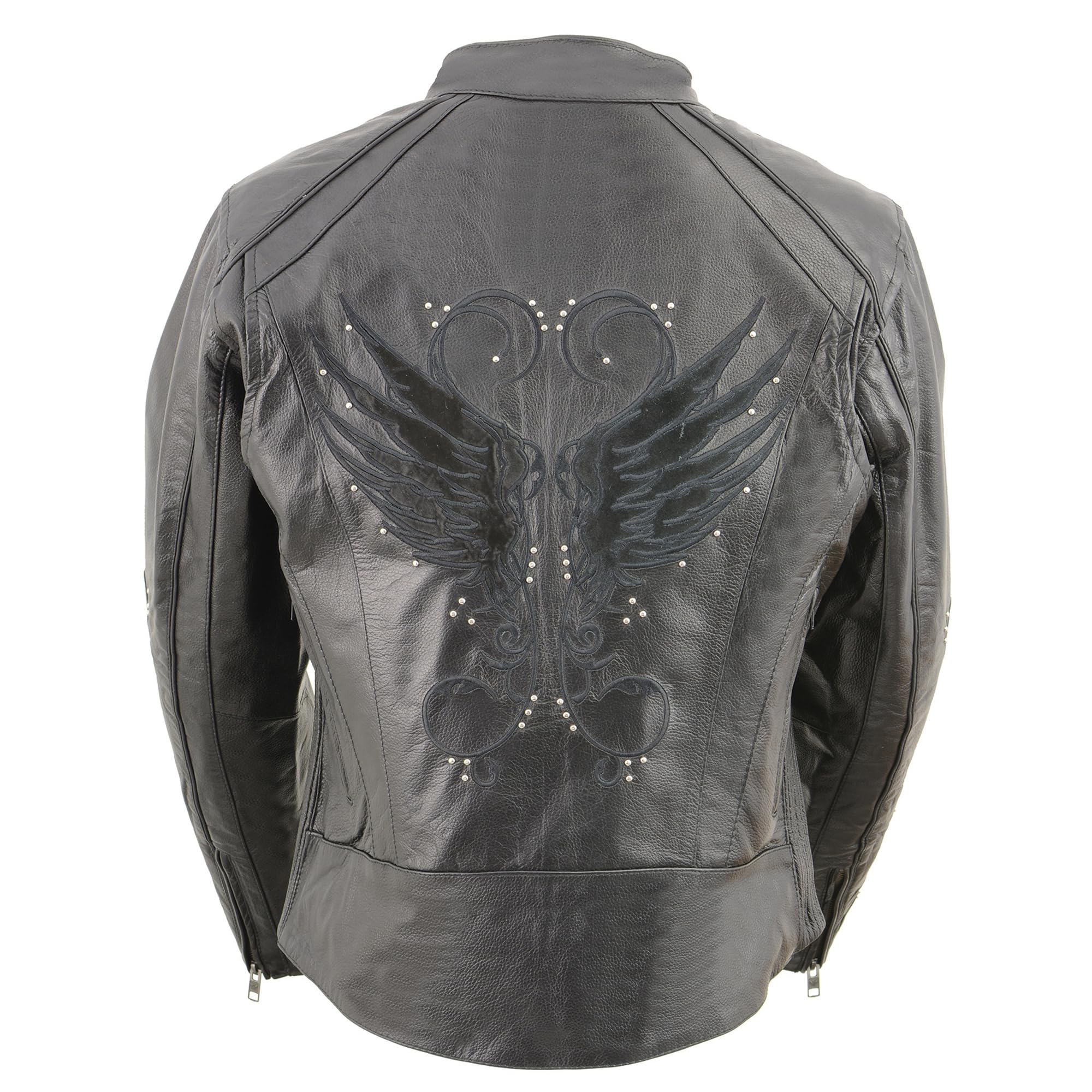 Milwaukee Leather Women's Black Embroidered Wing & Stud Design Scooter Jacket ML1952 | Motorcycle Riding Gear for Women | Perfect for Bikers, Commuters & Fashion Enthusiasts