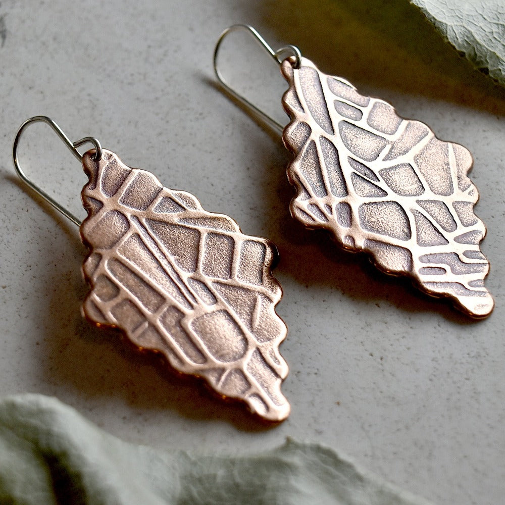 Elegant Copper Diamond Drop Earrings - Paris Map Inspired Jewelry for Women | Perfect Gift for Anniversary, Date Night & Special Occasions