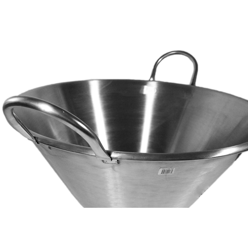 Thaweesuk Shop XXL 29-Inch Stainless Steel Carnitas Wok - Heavy Duty Commercial Wok Pan with 15-Inch Base, Perfect for Outdoor Cooking, Catering & Large Family Meals
