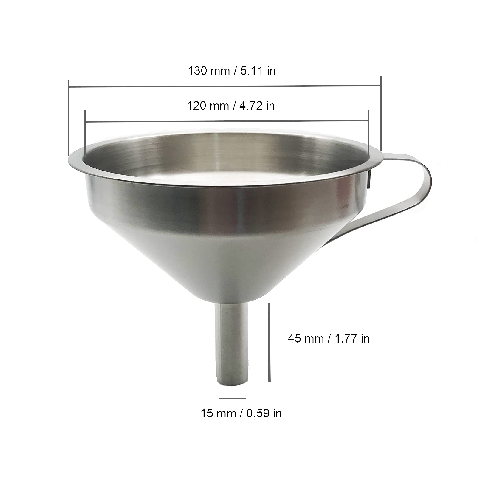 Premium 5-Inch 304 Stainless Steel Kitchen Funnel with Removable Strainer - Heavy Duty Liquid & Powder Transfer Filter for Cooking, Oil, Wine, DIY Projects & Home Brewing