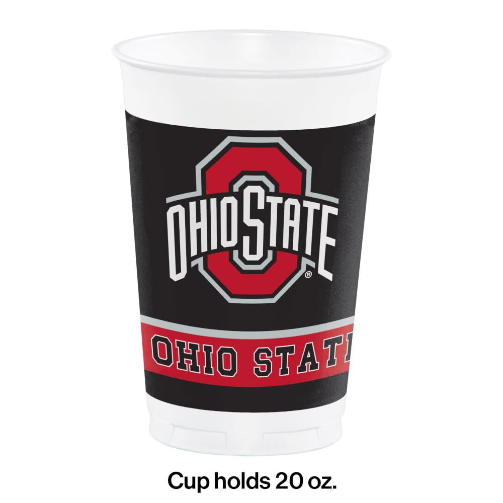Trendware Ohio State University 20 oz. Plastic Cups, 24 Pack - Bulk Disposable Drinkware for Parties, Tailgates, and College Events