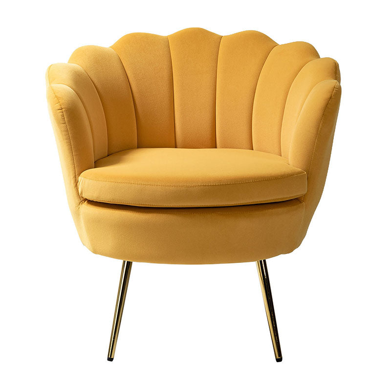 Evelia Velvet Scalloped Barrel Chair - Luxurious Velvet Accent Chair with Curved Back for Living Room, Bedroom & Office - Perfect for Reading Nook, Lounge Area or Home Decor
