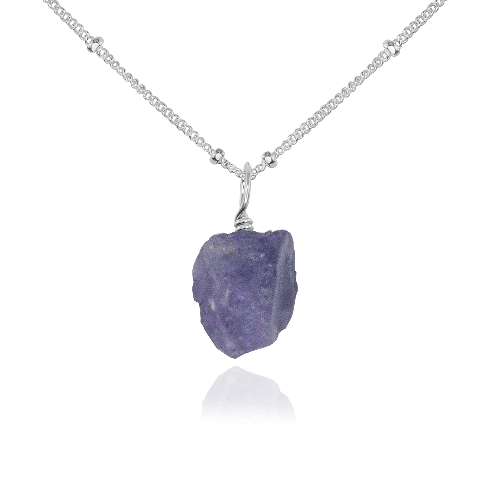 Tiny Raw Tanzanite Pendant Necklace - Genuine Tanzanite Jewelry for Women - Perfect for Everyday Wear & Special Occasions