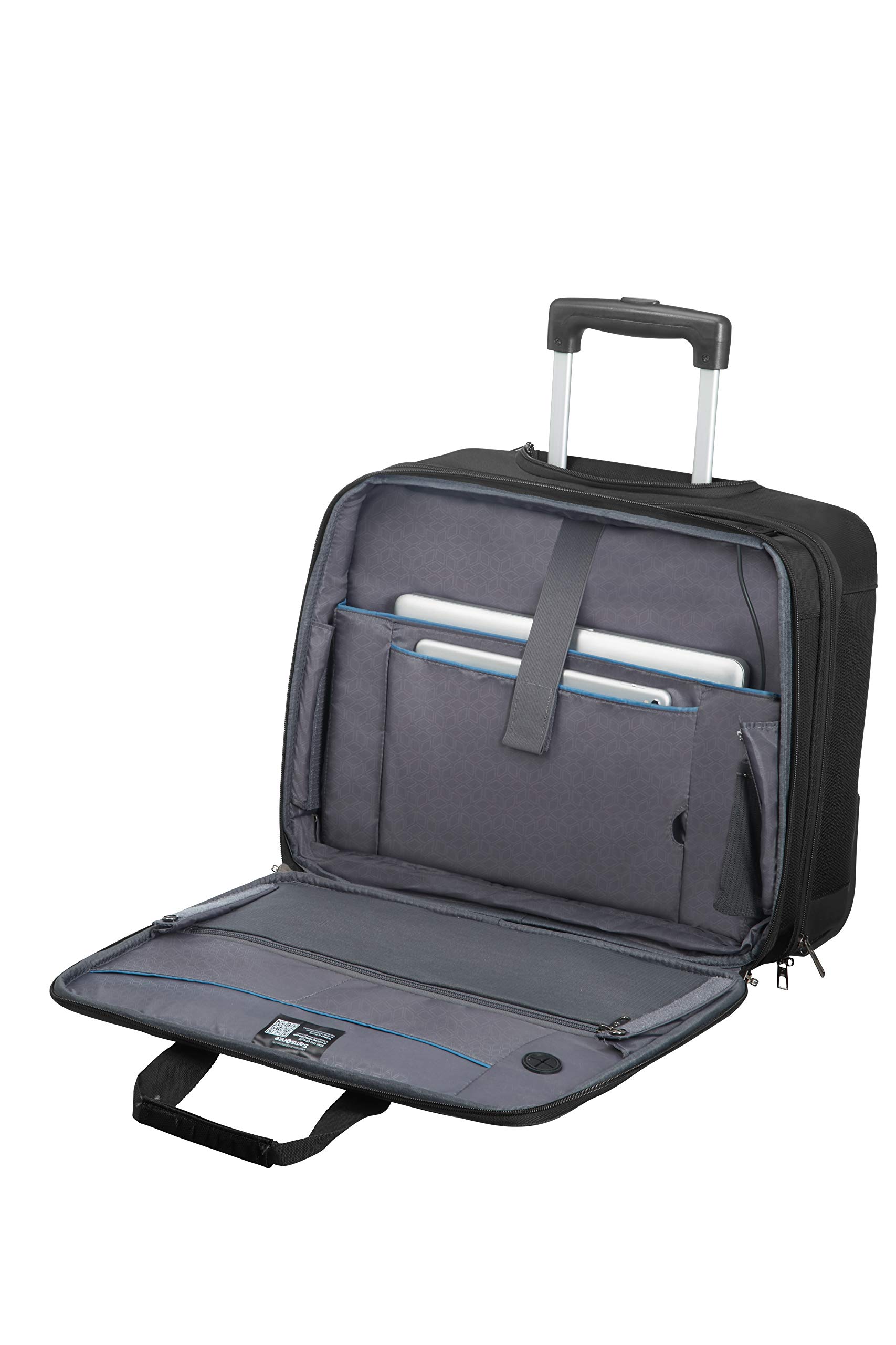 Samsonite Vectura Evo 17.3 Inch Laptop Rolling Carry-On Case - 46 cm Spinner Luggage with 27.5L Capacity, Black Business Travel Suitcase for Airplane & Office Commute