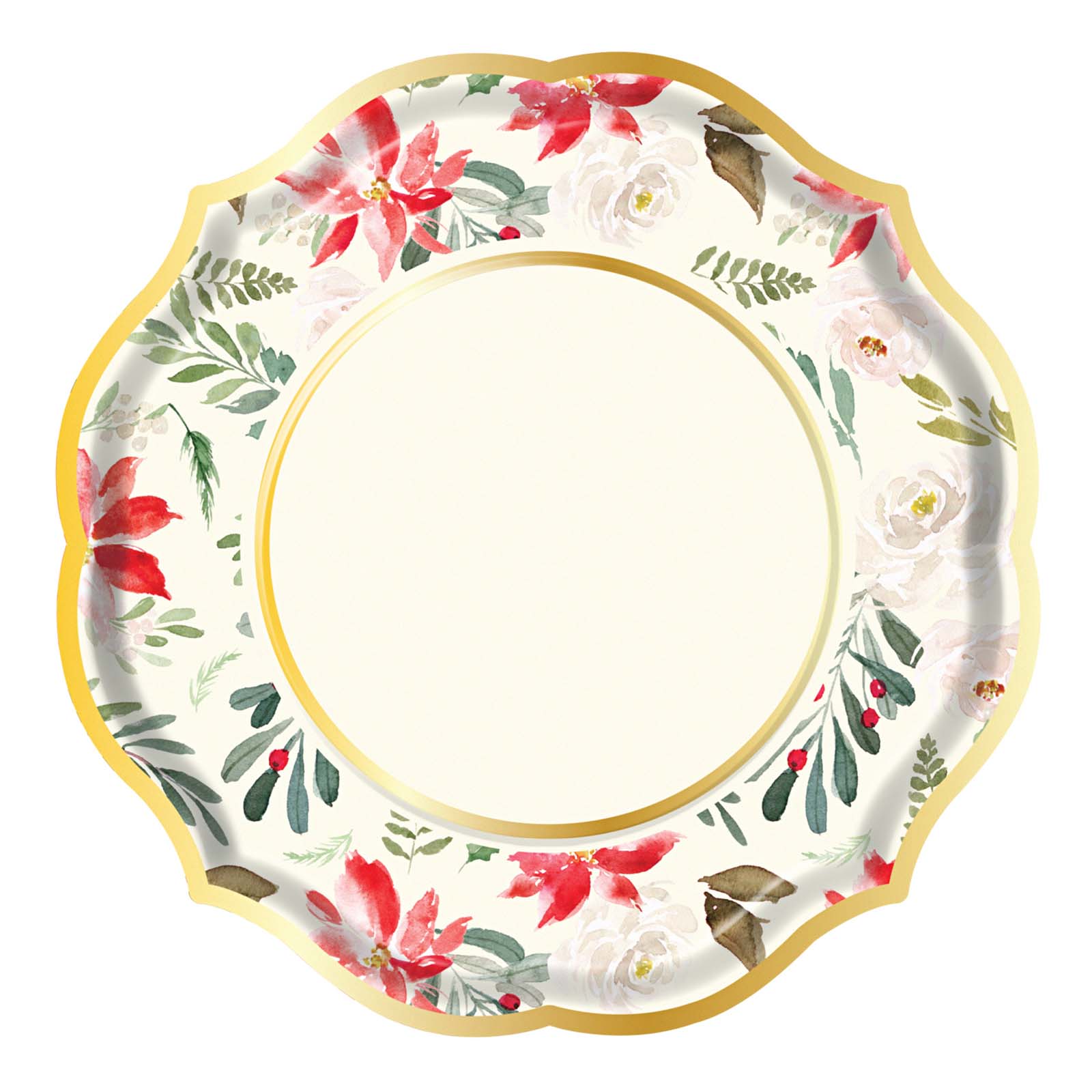 Elegant Winter Blossom Paper Dinner Plates - Set of 8 | Eco-Friendly Disposable Party Plates for Holiday Gatherings, Weddings & Special Occasions
