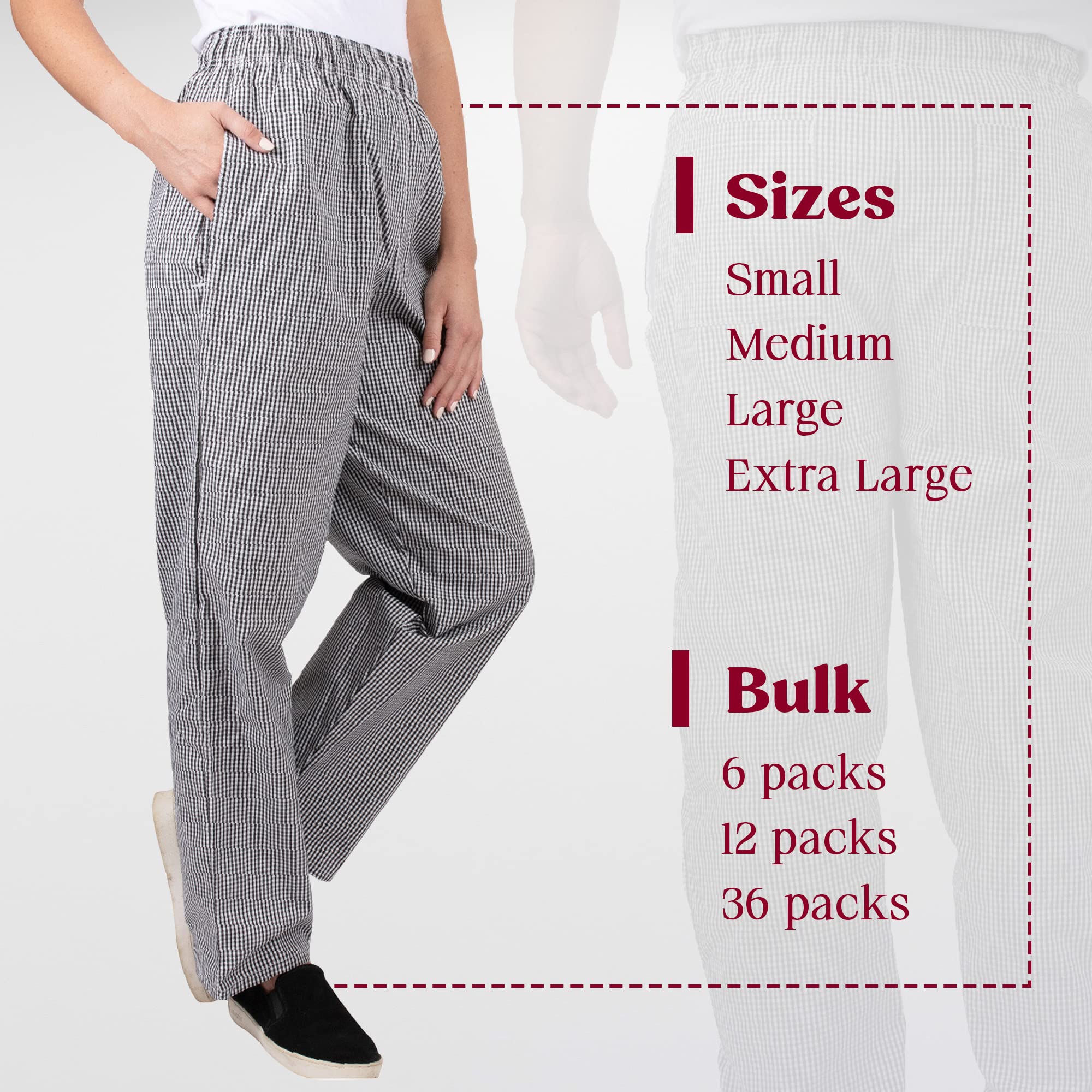 Professional Chef Pants for Adults - Bulk Pack (5-Pack) | Durable & Comfortable Kitchen Workwear for Chefs & Culinary Professionals | Ideal for Restaurants, Catering & Cooking Classes