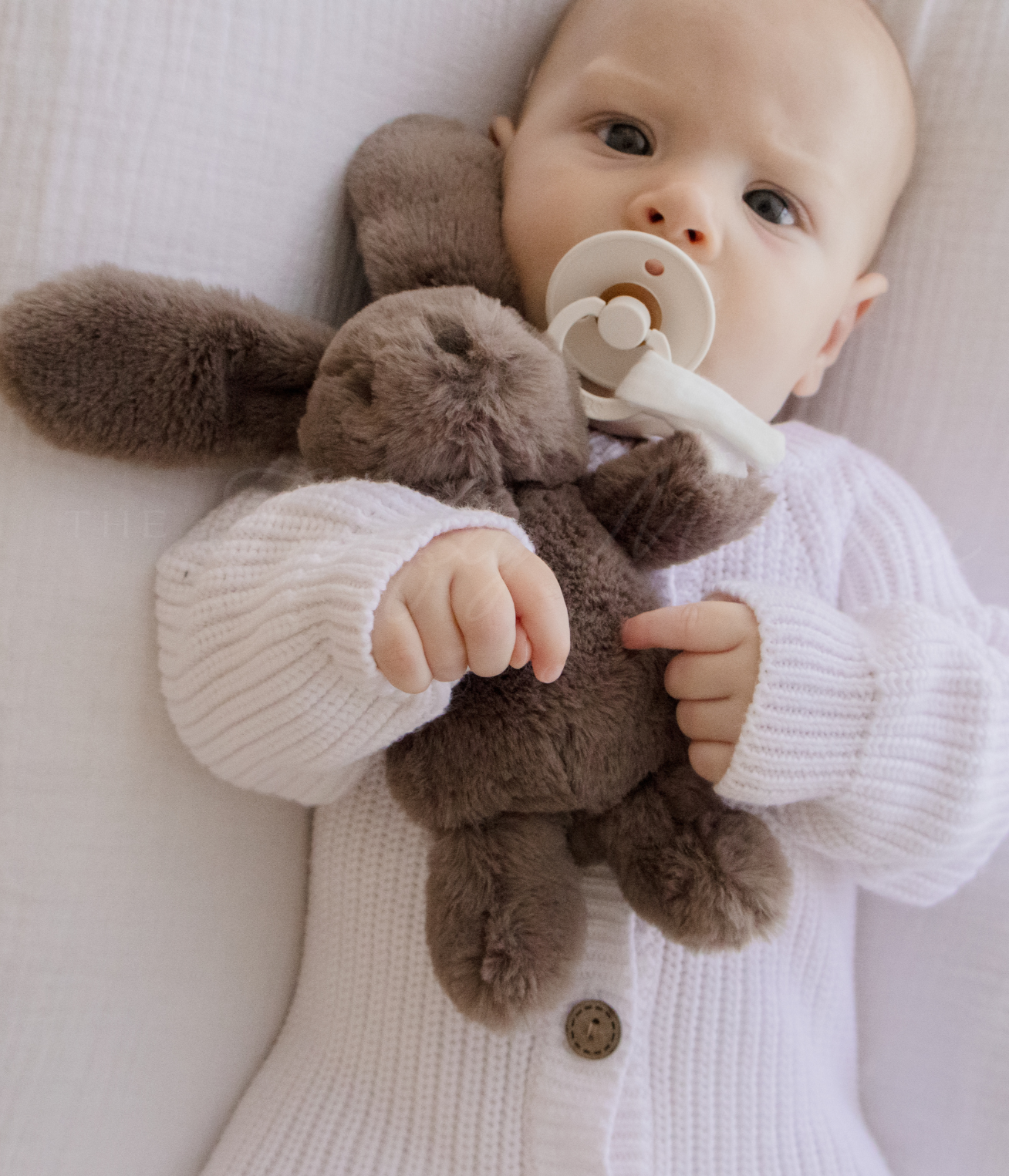 Soft Bunny Plush Toy & Pacifier Holder - Cute Stuffed Animal for Babies & Toddlers - Perfect for Nursery Decor, Baby Shower Gifts, and Soothing Teething Infants