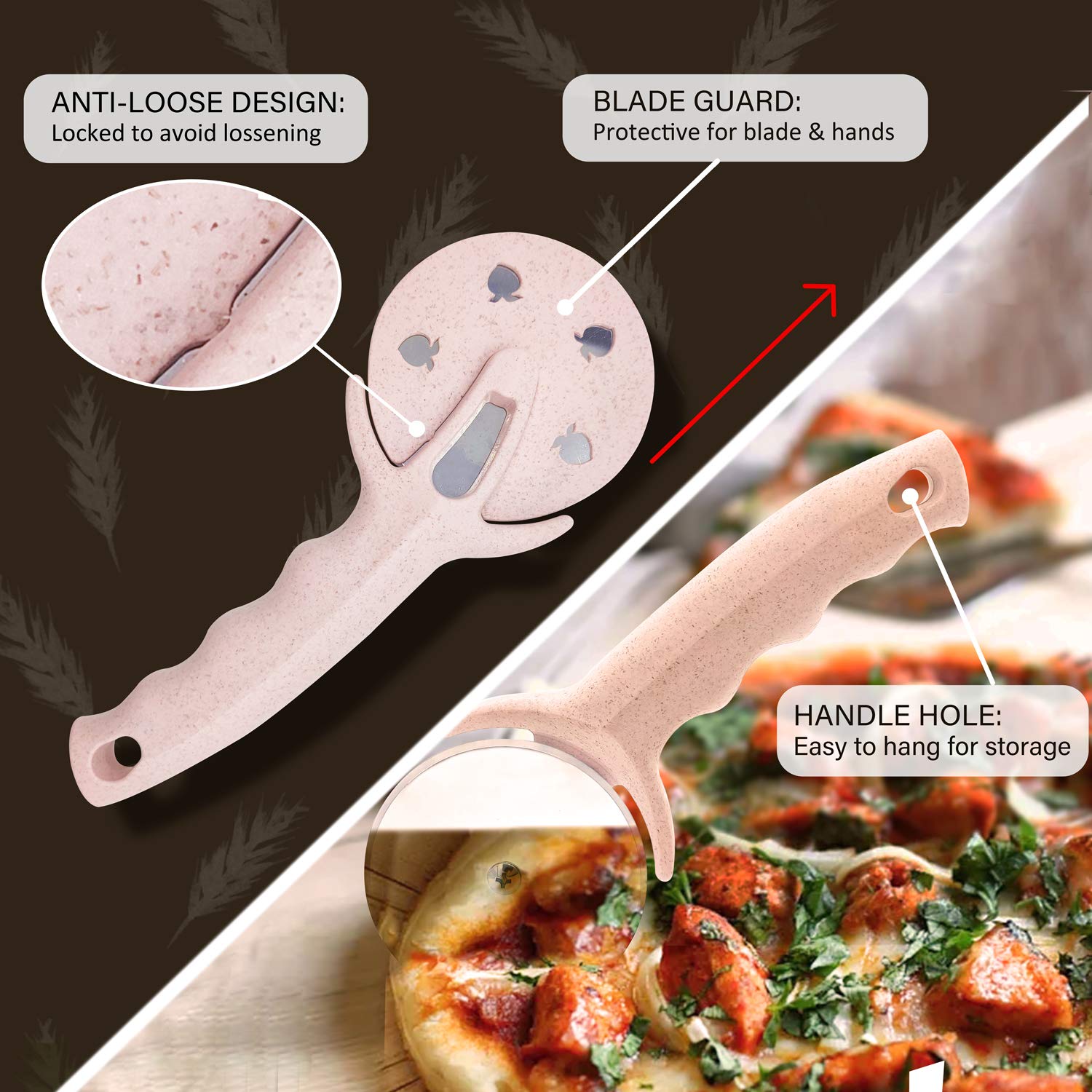 **Stainless Steel Pizza Cutter Wheel with Cover – Super Sharp & Dishwasher Safe – Smooth Rotating Blade for Easy Slicing – Non-Toxic & BPA-Free (Pink) – Perfect for Homemade Pizza, Pies, and Flatbreads**
