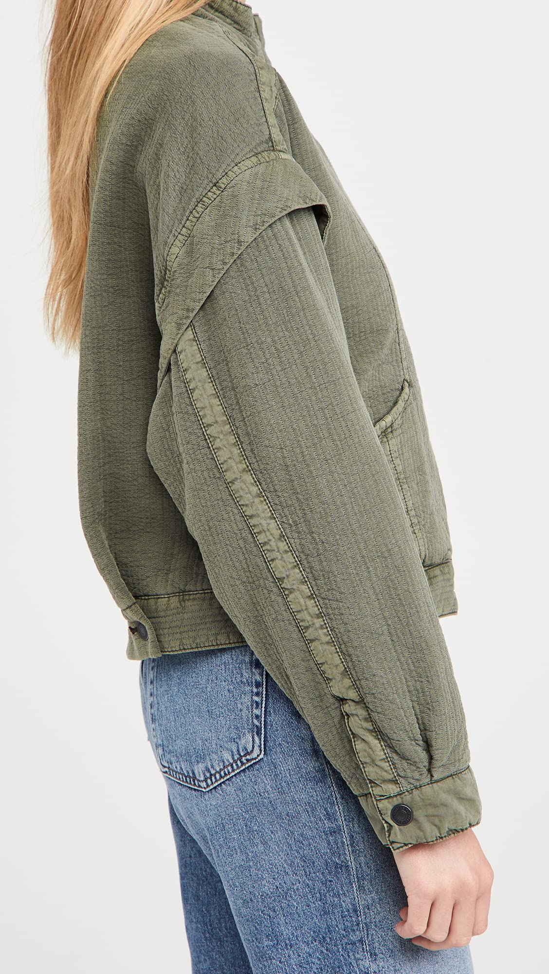 Free People Florence Bomber Jacket - Women's Lightweight Vintage Denim Jacket with Distressed Details | Perfect for Casual Outfits, Fall Layering & Streetwear Fashion