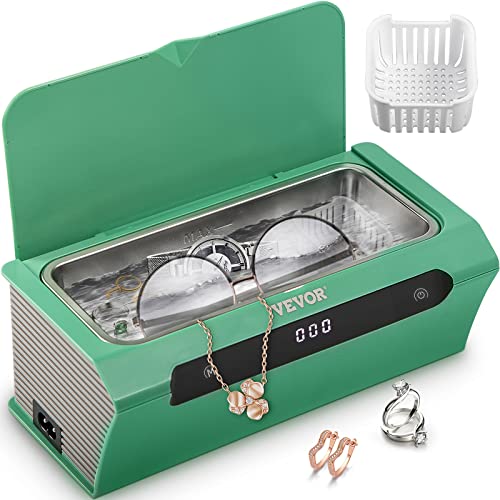 VEVOR Professional Ultrasonic Jewelry Cleaner 500ML, 45kHz Stainless Steel Ultrasonic Cleaner with Digital Timer, Touch Control & Cleaning Basket - Perfect for Cleaning Watches, Glasses, Rings, Earrings and Small Jewelry at Home or Jewelry Stores