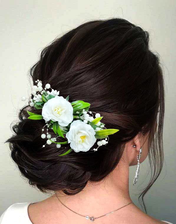 Artificial Flower Pearl Comb Hair Clip - Elegant White Hair Accessories for Women & Girls (Hair Pin, Side Juda Pin) | Perfect for Weddings, Parties & Special Occasions