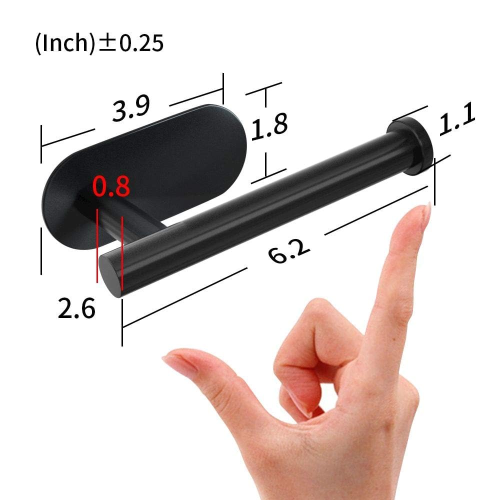 Stick-On Stainless Steel Toilet Paper Holder - Space-Saving Wall Mount Roll Holder for Bathroom, Kitchen & Utility Rooms - Brushed Black Finish - Perfect for Small Spaces & RVs