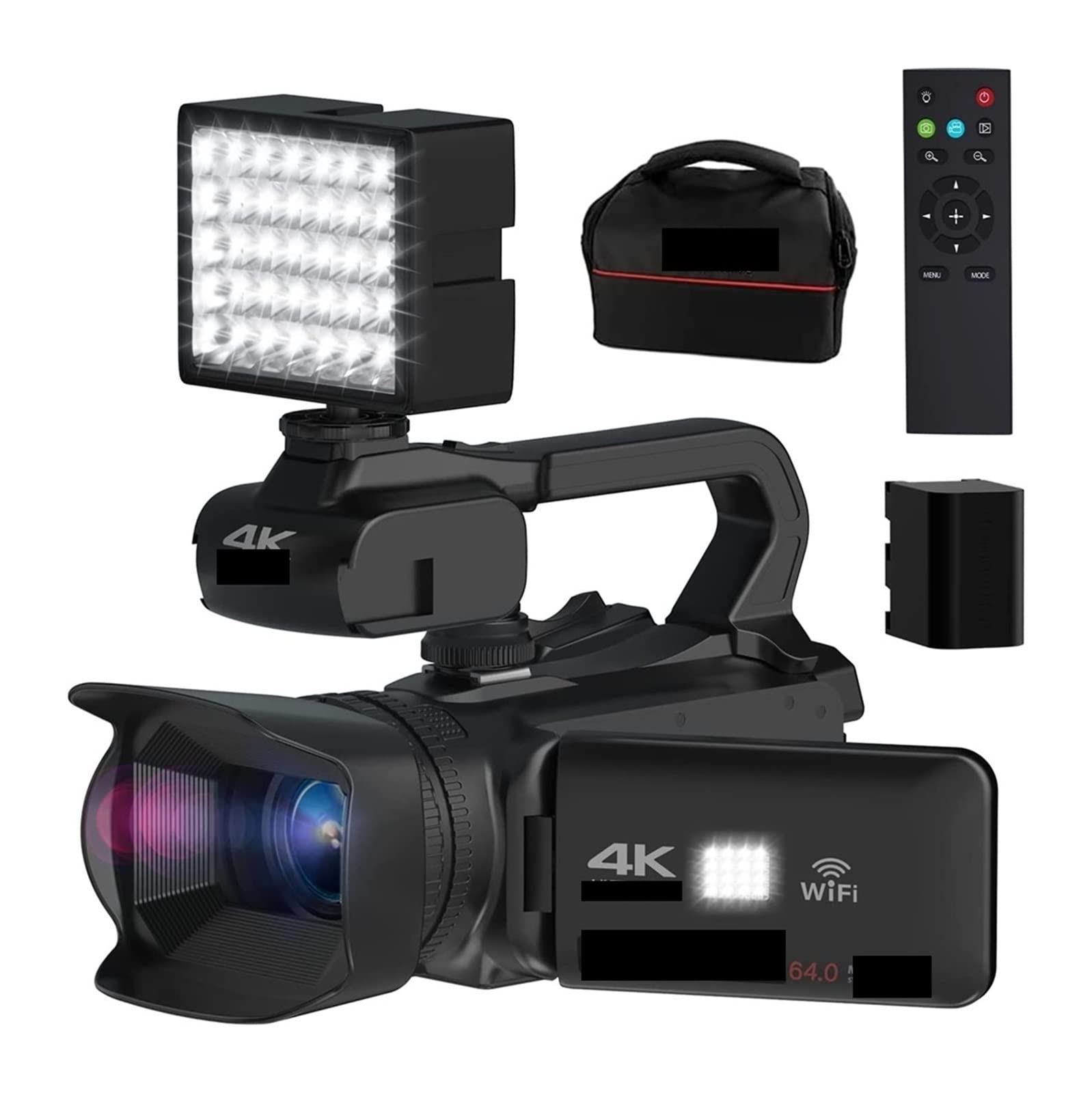 AUBEST 4K 60FPS Digital Video Camera Camcorder with Rotating Touch Screen, 18X Zoom & 64MP for Vlogging, YouTube Live Streaming, Travel Recording (Includes 128GB SD Card & External MIC Light) - Perfect for Content Creators, Travel Vlogs, and Home Videos