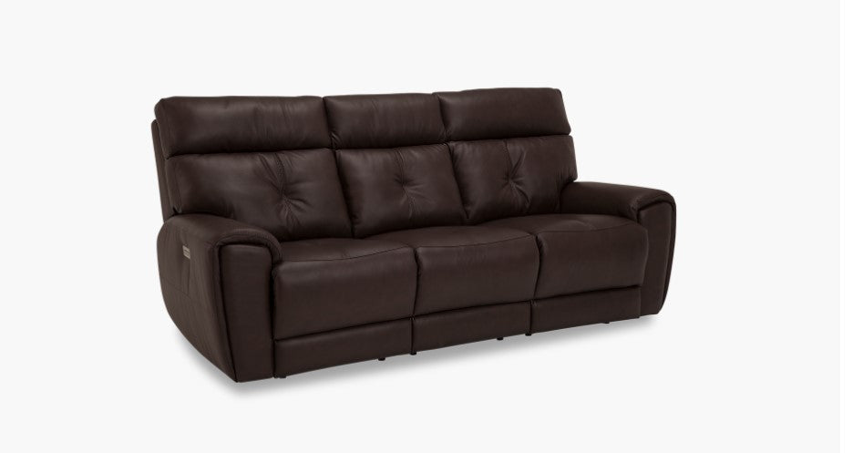 Palliser Aedon Genuine Leather Power Reclining Sofa Set - 3-Seater Living Room Couch with USB Charging Ports | Modern Home Theater & Family Lounge Furniture