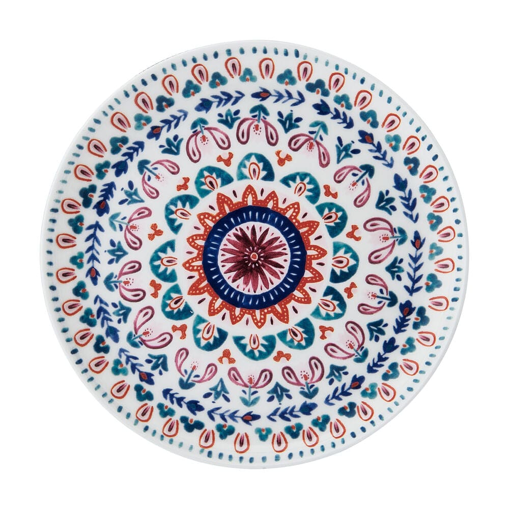 Hand-Painted Decorative Medallion Appetizer Plates - Set of 4 for Elegant Dinner Parties, Cocktail Events & Home Decor