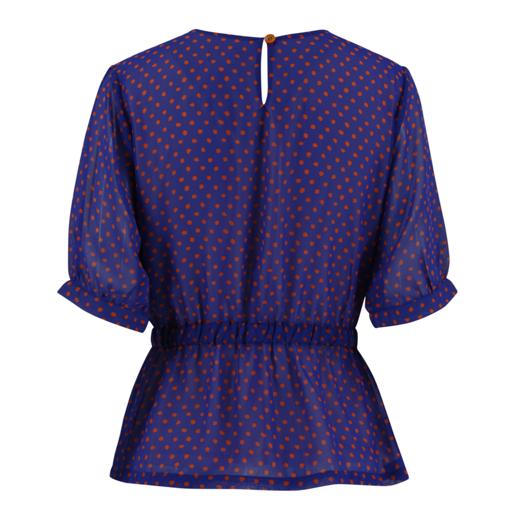 FIMI Women's Stretchy Elastic Waist Polka Dot Blouse - Soft Purple Floral Print Tunic Top for Casual Wear & Office Outfits